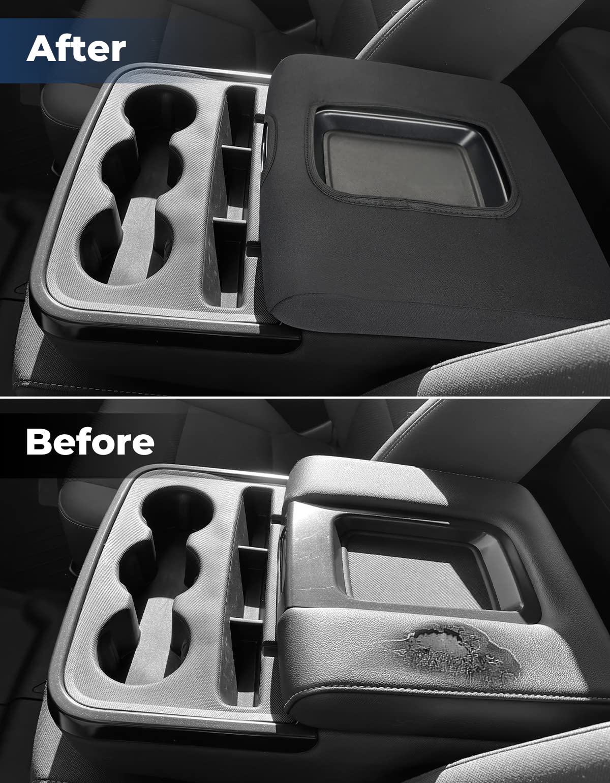 ISSYAUTO Center Console Cover Compatible with Silverado Sierra 2014 2015 2016 2017 2018 with 40/20/40 Jump Seat Console Neoprene