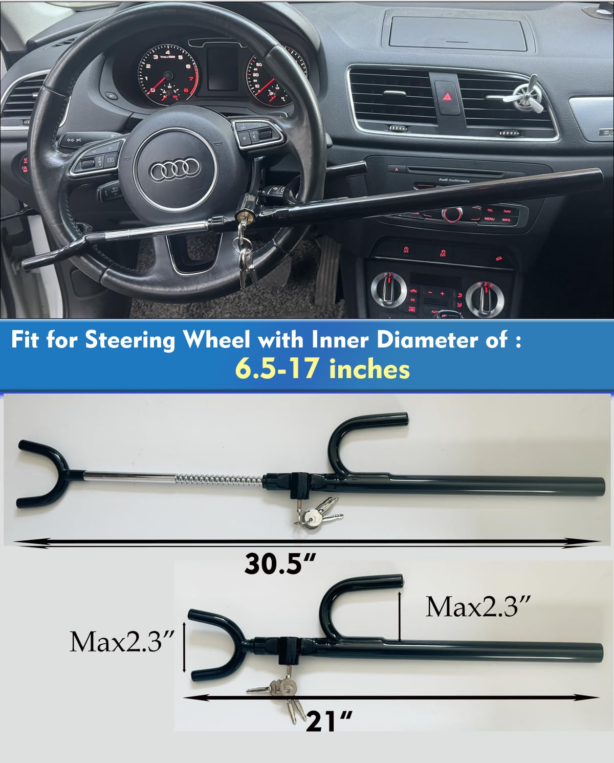 Steering Wheel Lock Anti-Theft Car Device Car Wheel Locks Heavy Duty Vehicle Security Steering Wheel Lock For Truck Car Vehicles