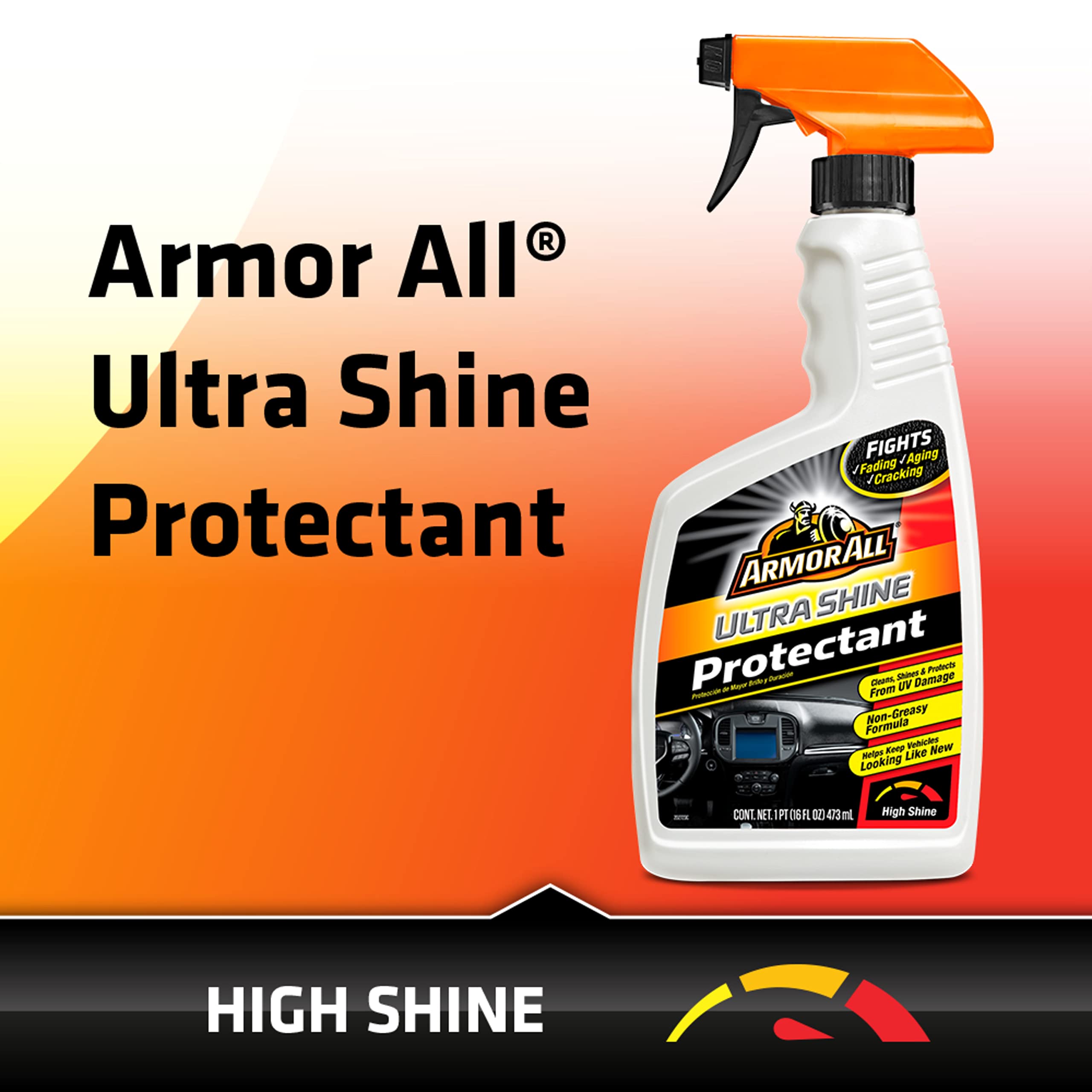 Armor All Interior Car Cleaner Spray Bottle, Protectant Cleaning For Cars, Truck, Motorcycle, Ultra Shine, 16 Fl Oz, Pack Of 6,