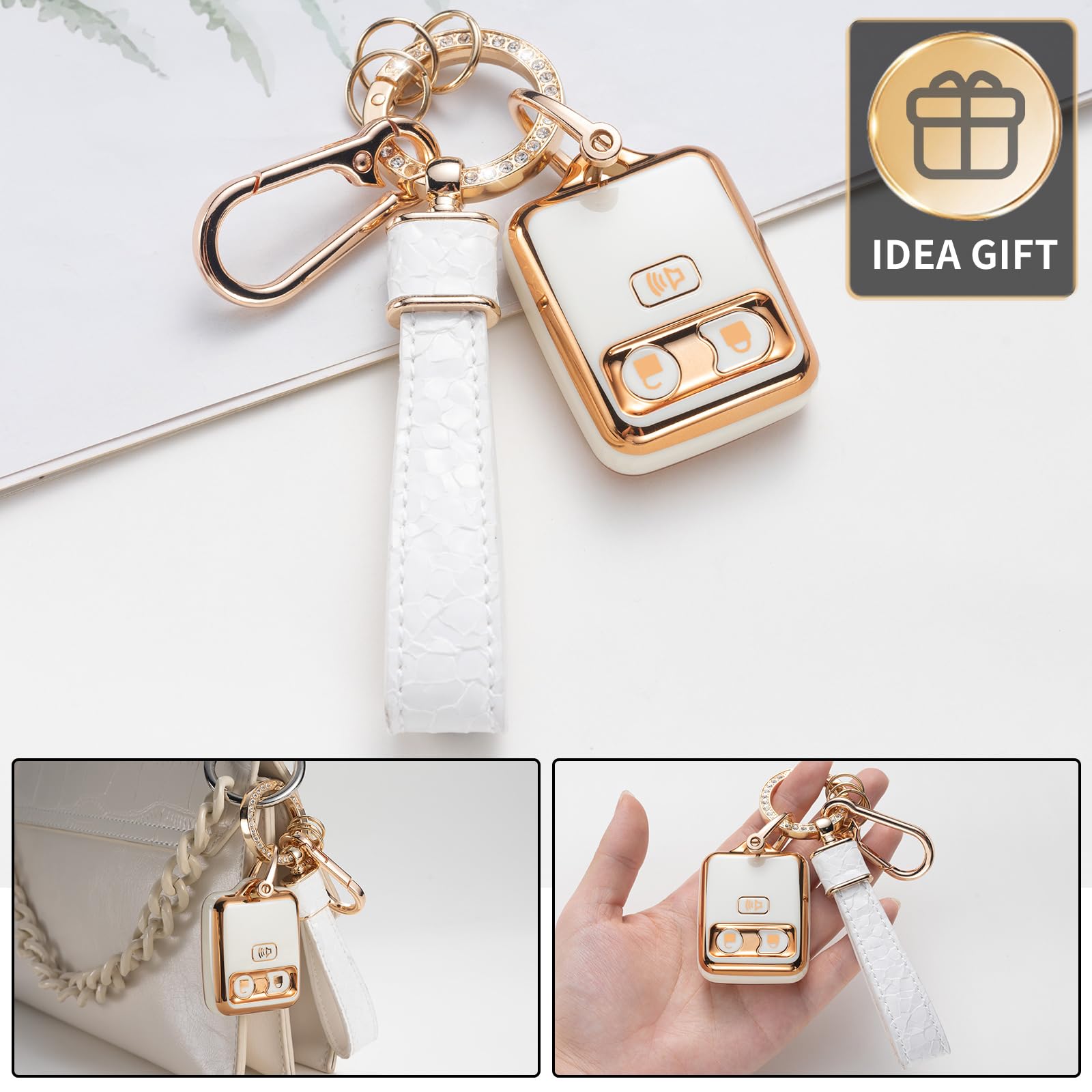 Cacarlike For Ford Key Fob Cover With Ford Keychain, Car Key Fob Case Compatible With 1998-2010 Ford F150 F250 F350 F450 F550 Sm