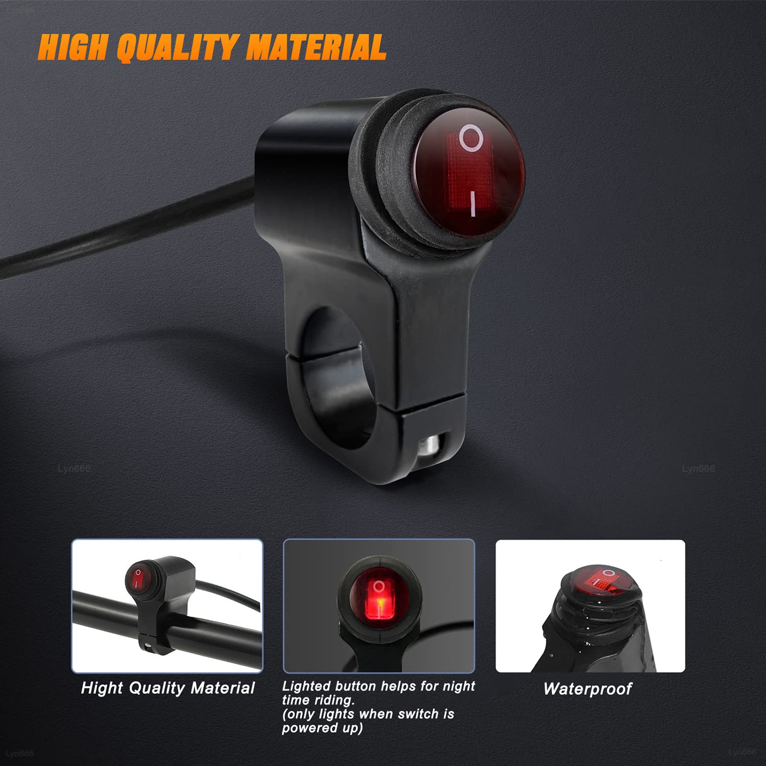 1 Piece Motorcycle Handlebar Switch Atv Handlebar Light Switch 12V Aluminium Alloy Push Botton Waterproof Switches For Motorcycl