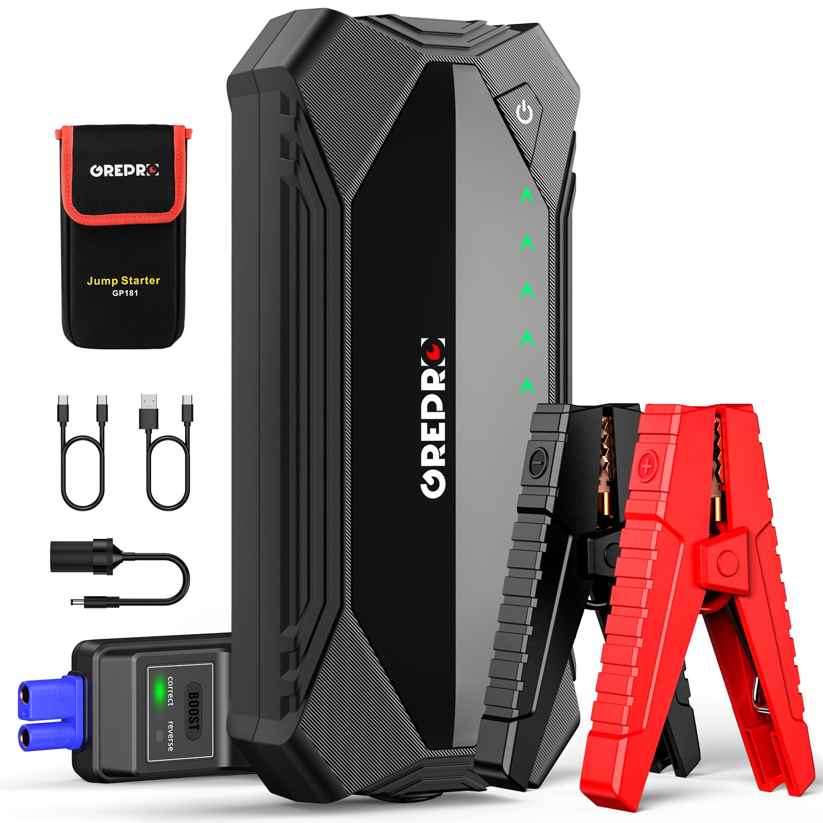 Grepro Jump Starter (10L Gas & 8.0L Diesel Engines), 3000A Car Battery Jump Starter Battery Pack,12V Booster, Jump Box With Jump