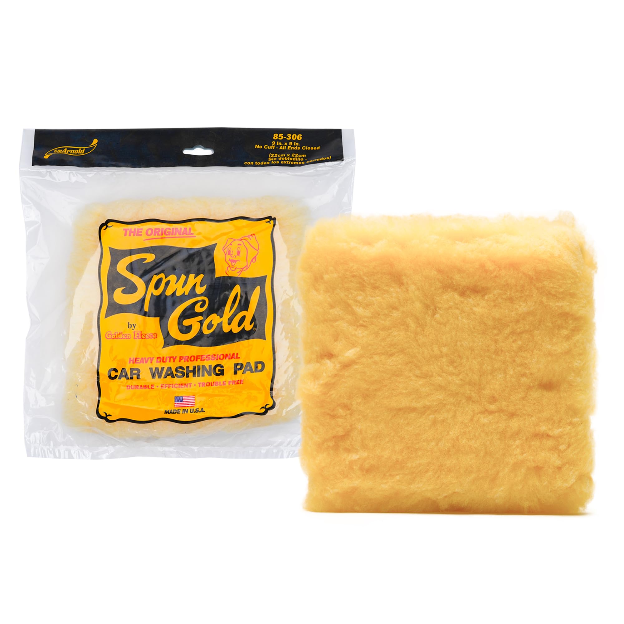 Sm Arnold Spun Gold Professional Grade 9'' X 9'' Car Wash Pad: Durable, Efficient, Scratch-Proof For Ultimate Vehicle Cleaning |