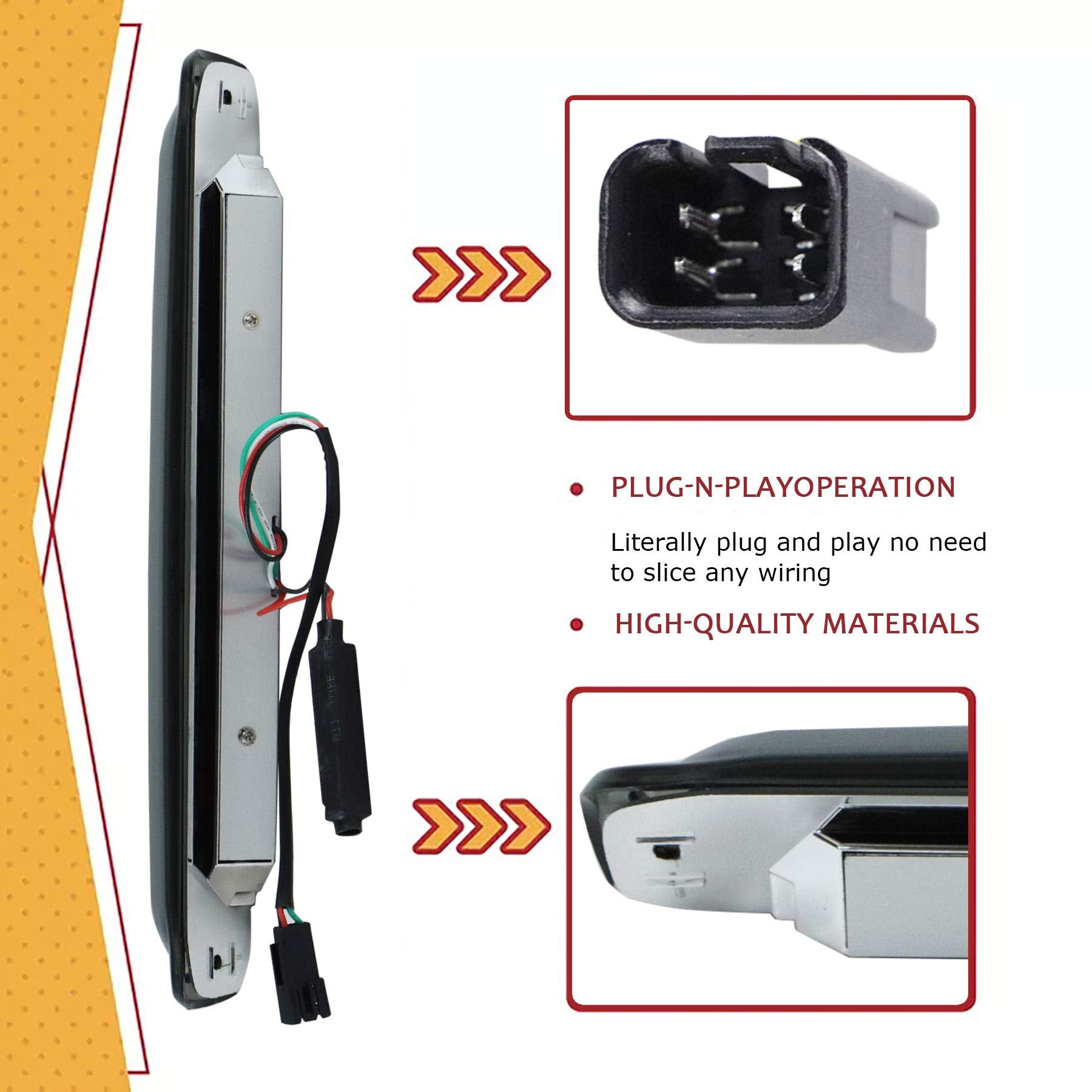 Tresound 3Rd Third Brake Light For 99-07 Chevy Chevrolet Silverado, Gmc Sierra 1500 2500 3500 Hd Classic, Led Cargo Lamp High Mount Stop Light Smoked