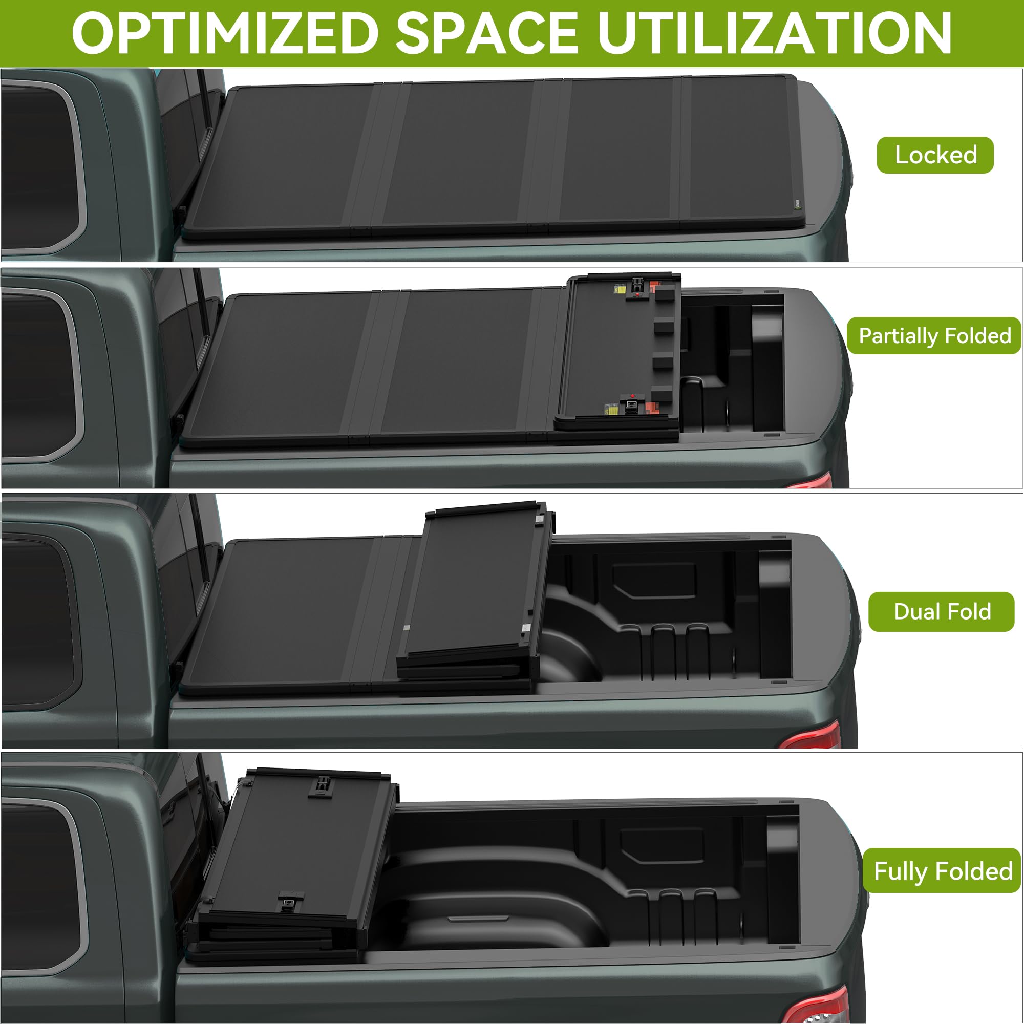 Autosaver88 Hard Quad Fold Truck Bed Tonneau Cover Fit For Chevy Silverado/Gmc Sierra 2500 3500 Hd 2020 2021 2022 2023 2024 2025