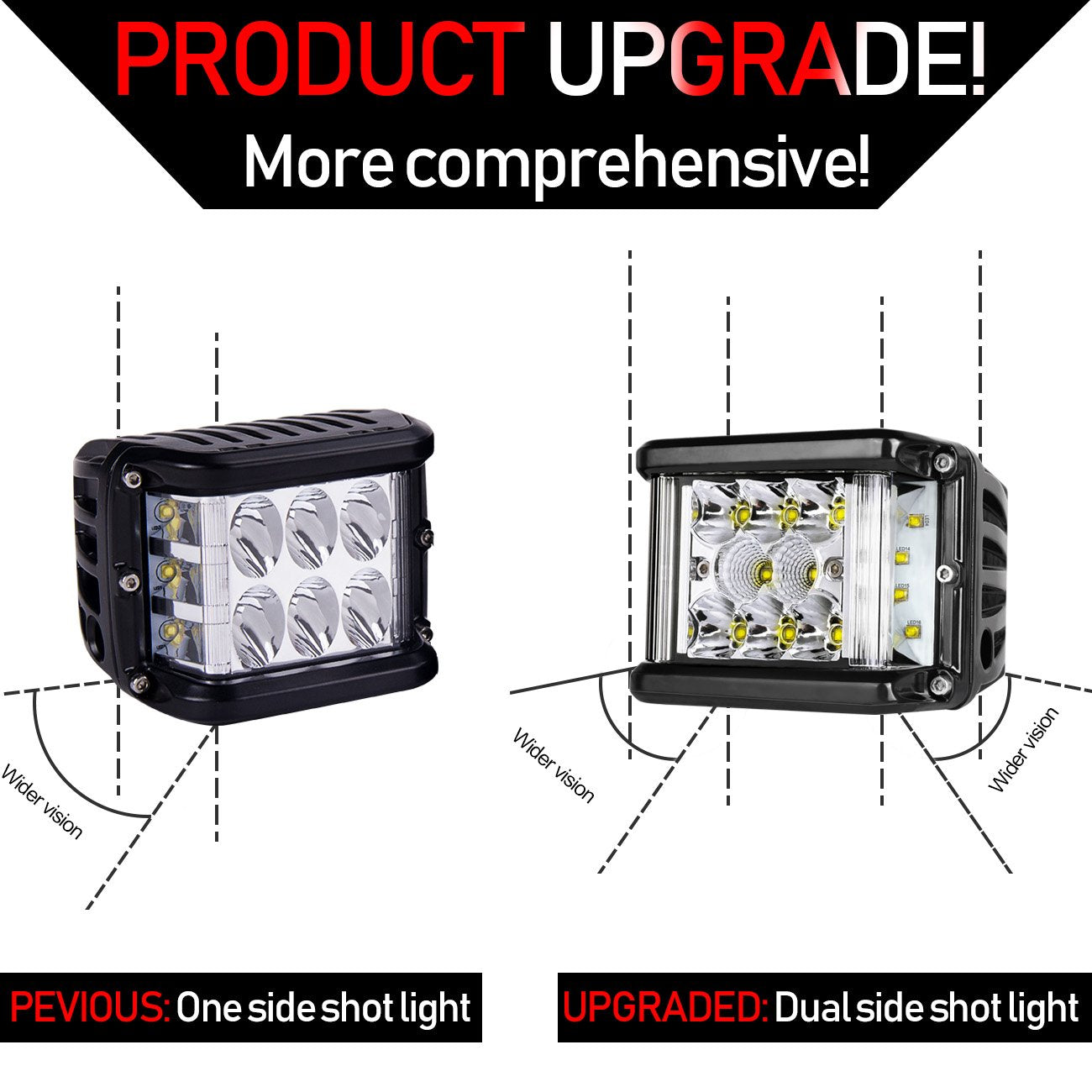 Side Shooter Led Lights Auto Power Plus 2Pcs 4 Inch 90W Cube Side Shot Pods Off Road Light Pods Dual Row Work Light Bar Ip 68 Wa