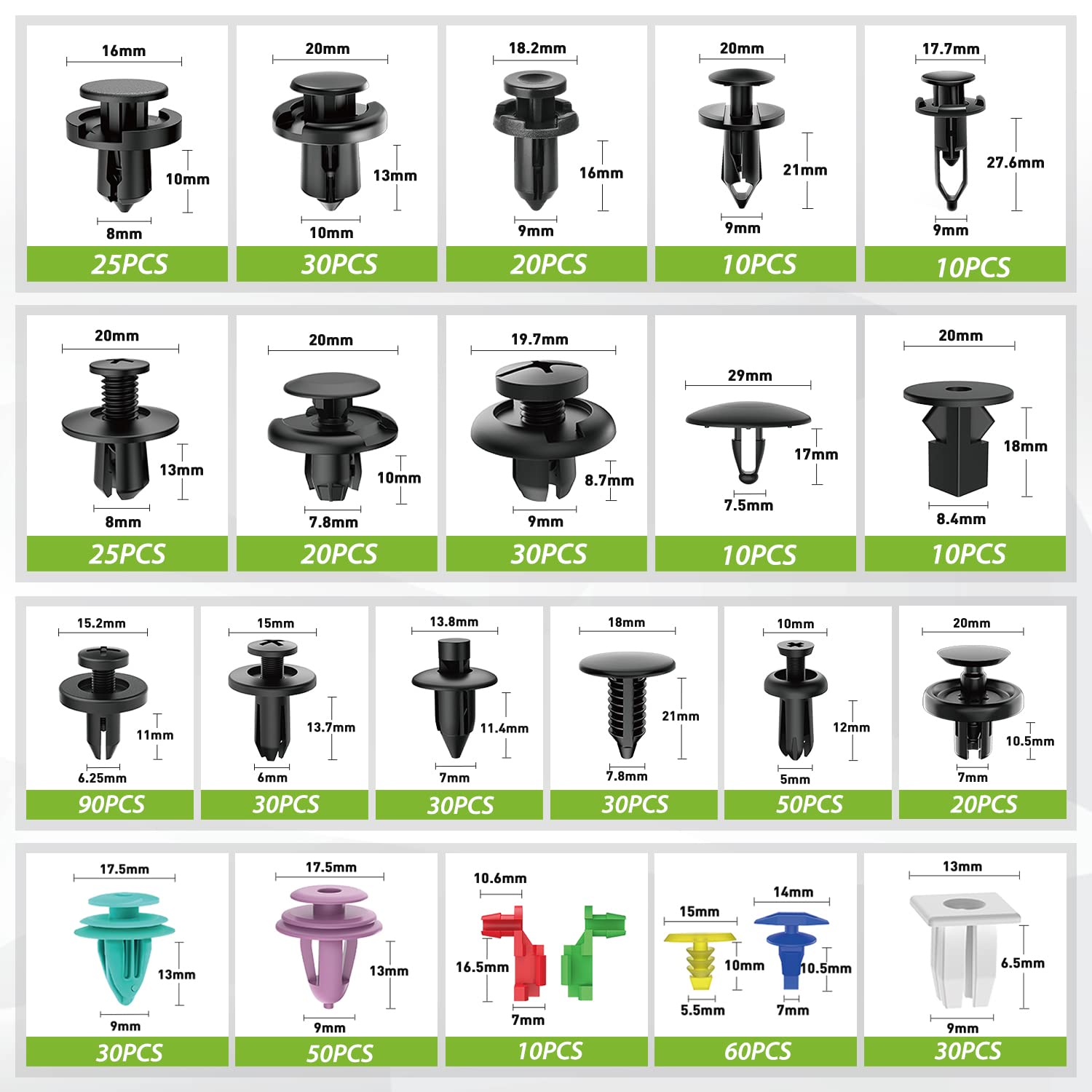 Frokom 23 Most Popular Sizes Auto Push Pin,Car Retainer Clips Fasteners Cars Body Kits-680Pcs,Fasteners Remover For Toyota Gm Ford Honda Chevy