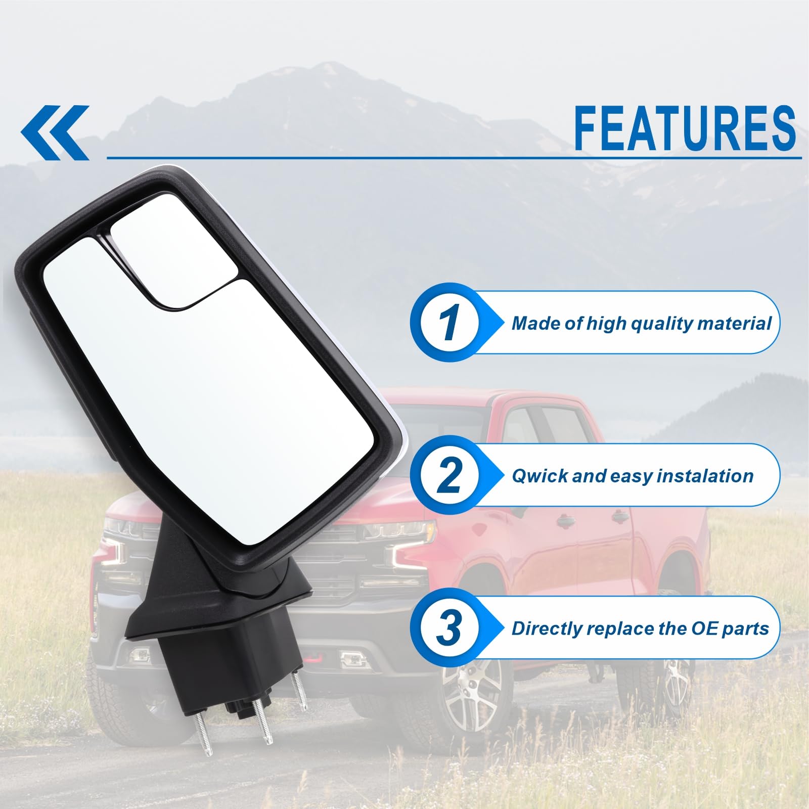 Lqito Left Driver Side Mirror Compatible With 2019-2024 Chevy Silverado 1500 With Power Glass Power Folding Heated Turn Signal P