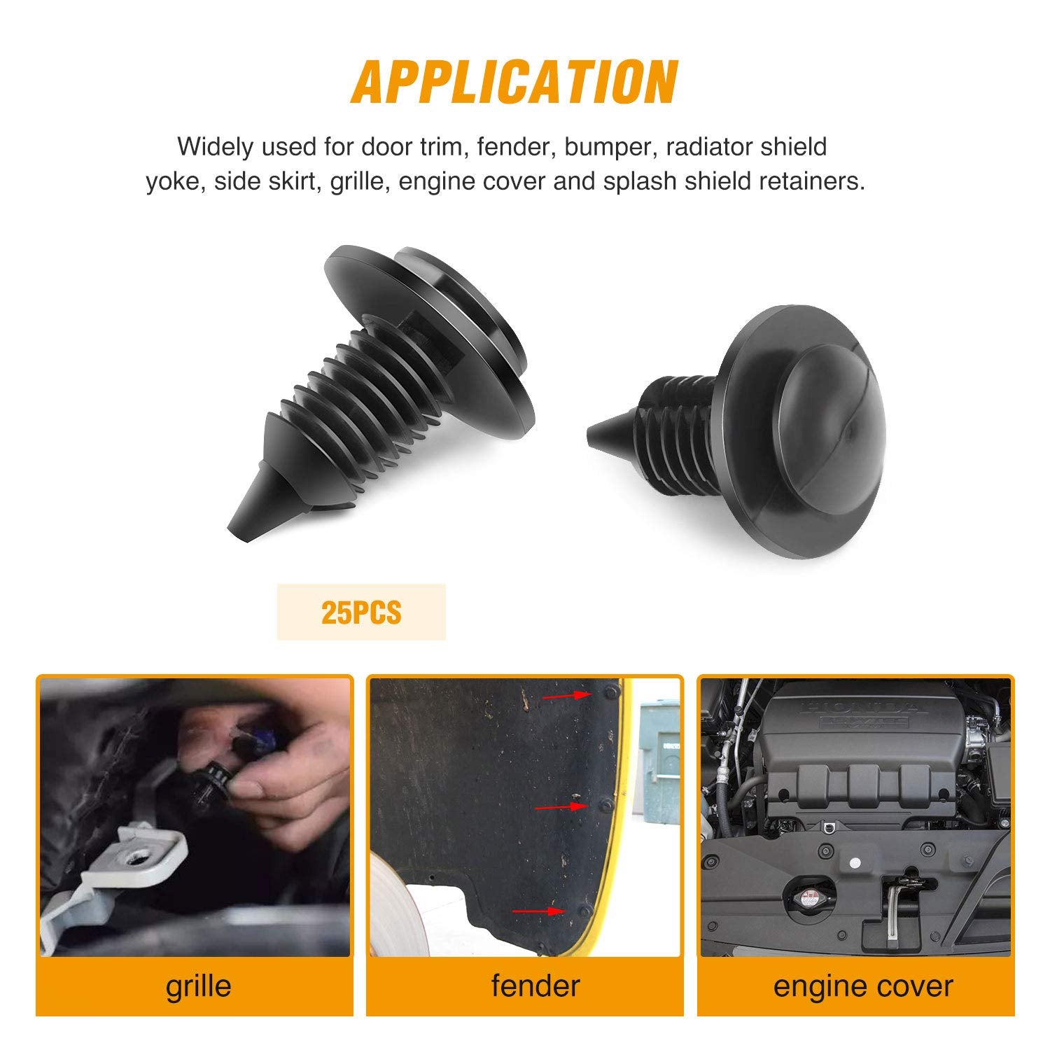 Gooacc Oem # N805155-S Interior Door Panel Clip Nylon Automotive Clips Rivet Retainer Fender Bumper Fasteners Clips For Ford And