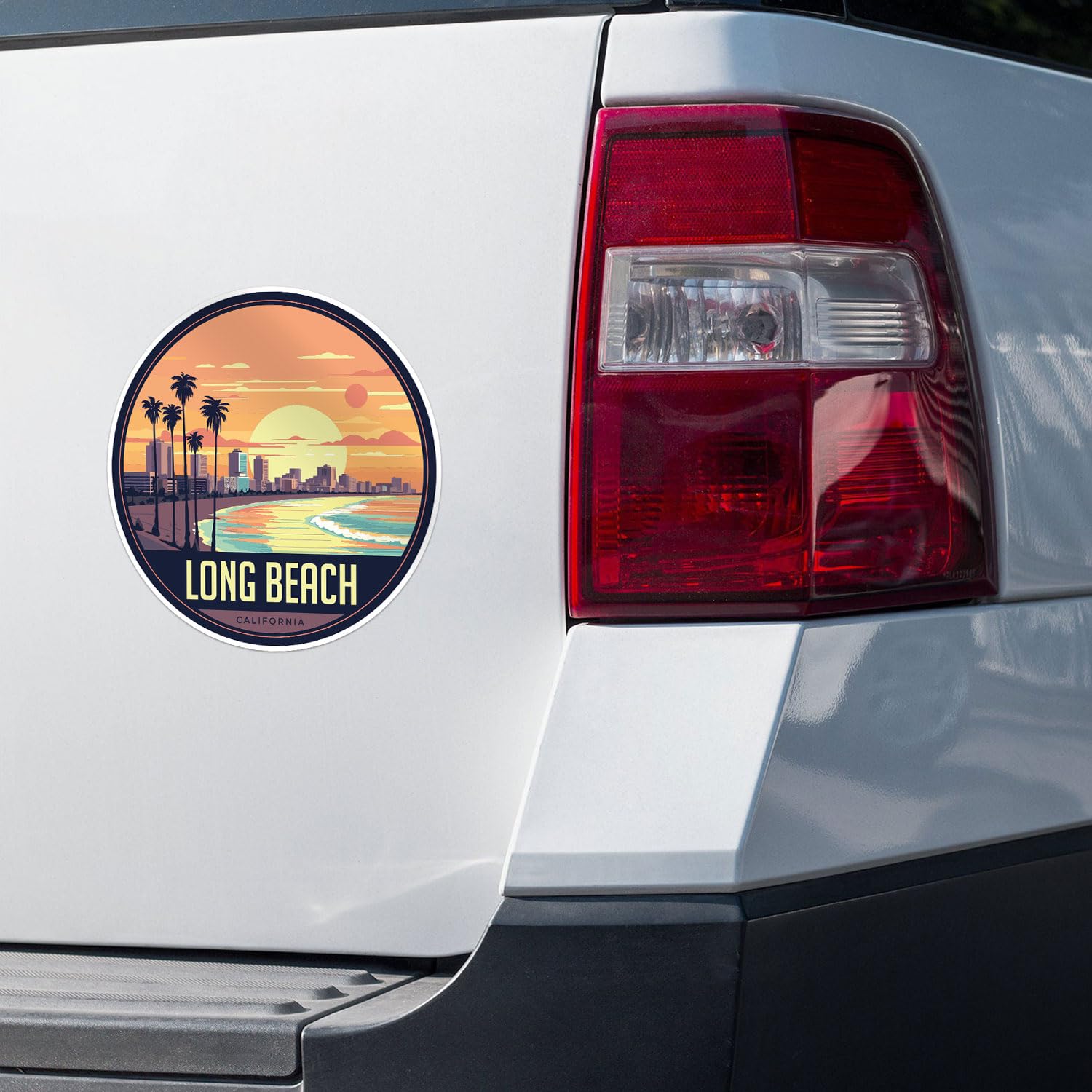 Long Beach City Sticker - Waterproof Vinyl Decal for Car Bumper, Laptop, Water Bottle, Wall, and Window, Size - 3'' Longer Side
