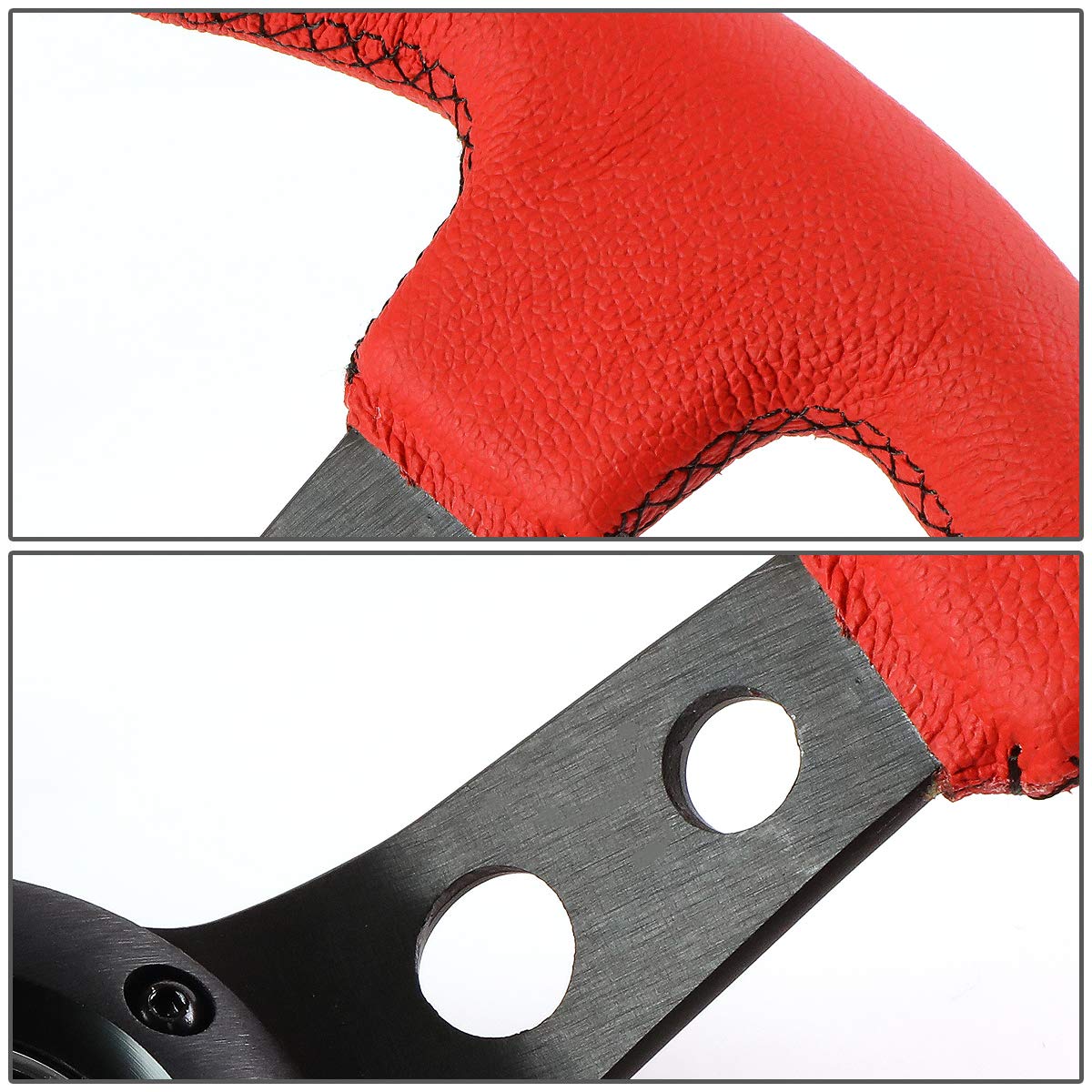 NRG Innovations RST-006RR-BS-B Reinforced Steering Wheel (350mm Sport Steering Wheel (3&quot; Deep) Black Spoke with Suede finish and Black Stitch)