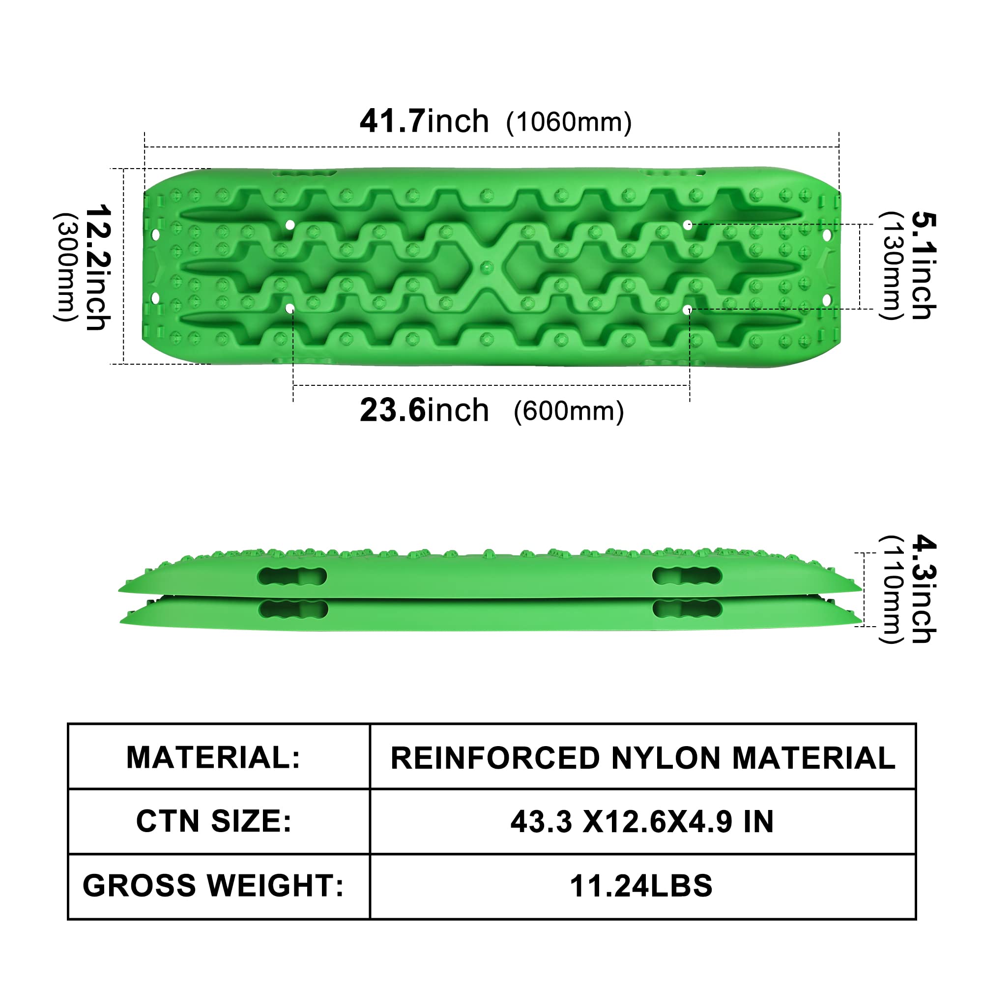 X-BULL New Recovery Traction Tracks Sand Mud Snow Track Tire Ladder 4WD (Green,3gen), Bag+Hardware+Tracks