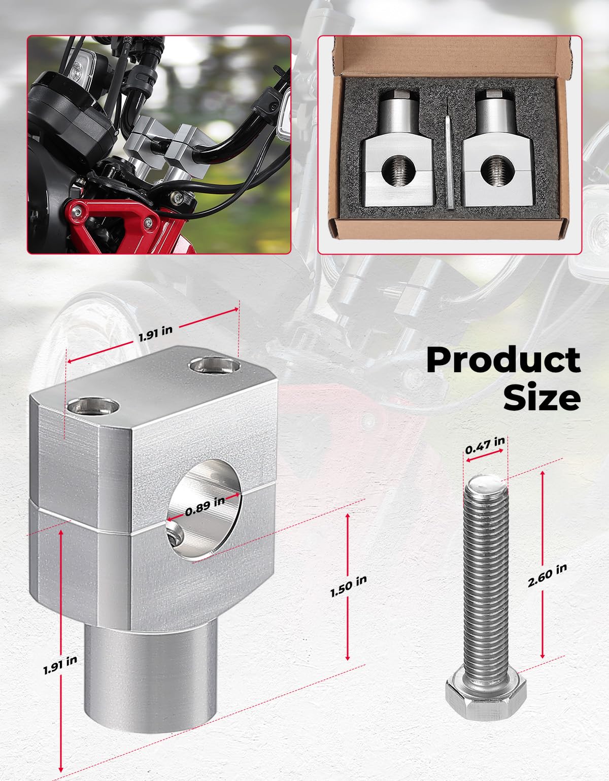 Kemimoto 7/8 Inch Motorcycle Handlebar Risers, Aluminum Alloy Motorcycle Risers Fit Atv Dirt Bike, Compatible With Kawasaki Suzu