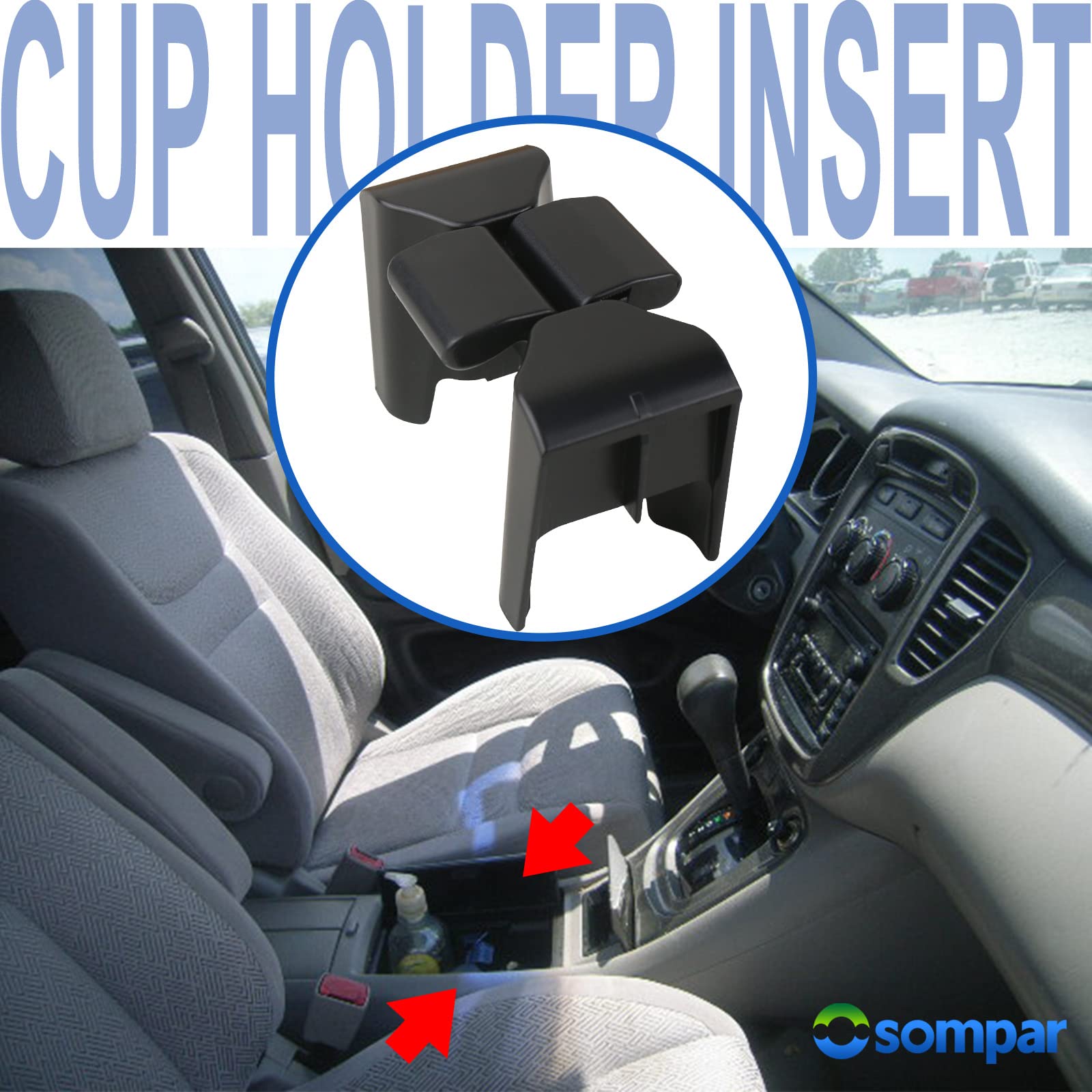 Osompar Cup Holder Insert Divider Compatible With 2002-2007 Toyota Highlander Replaces 41021 55604-48020