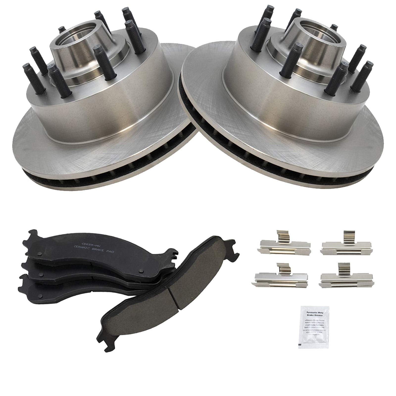 Trq Abs Front Brake Pad & Rotor Pair Kit Set Ceramic For Ford Van Econoline