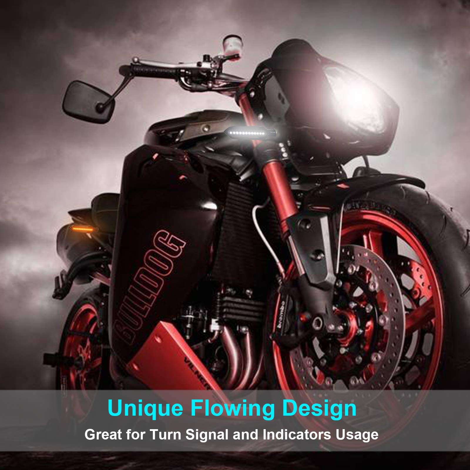 Kinstecks 4Pcs Motorcycle Indicators Flowing Turn Signal Lights Motorbike Turning Indicators Daytime Running Lights Brake Lights 12V For Motorcycle Motorbike Scooter Quad Cruiser Off Road