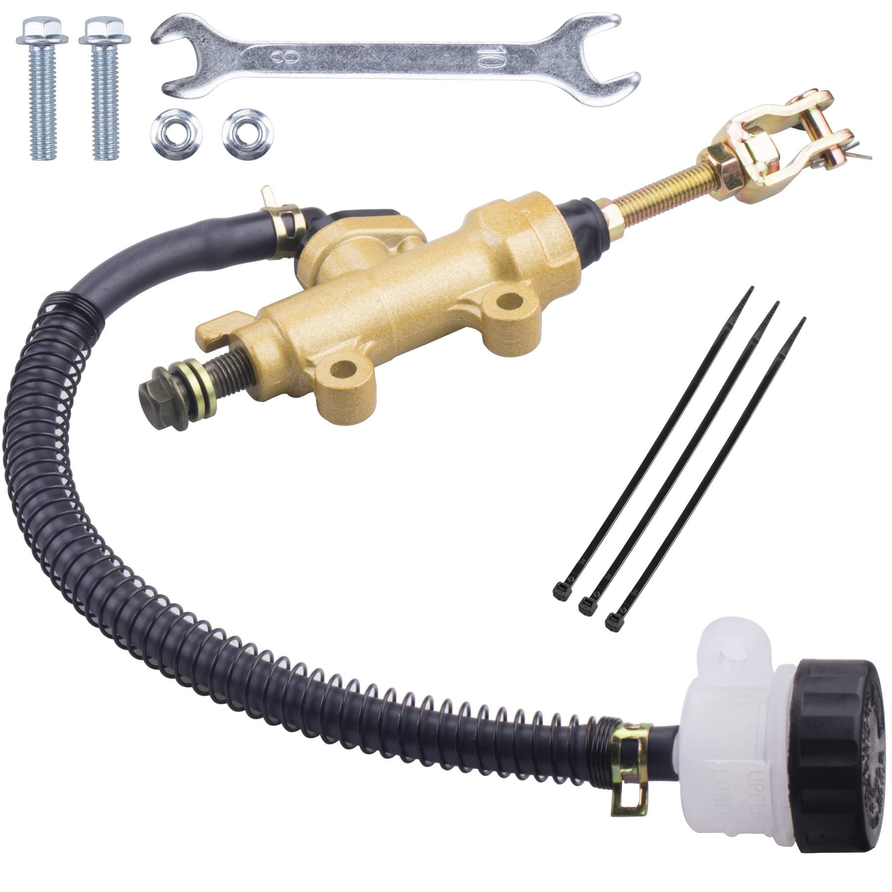 Mwmnun Universal Rear Brake Master Cylinder Compatible With 70Cc 90Cc 110Cc 125Cc Atv/Chinese Dirt Bike/Yerf Dog 150Cc Arctic Cat 700 Efi 2006 Roketa Taotao Yard Card 150Cc Go Karts(Gold)