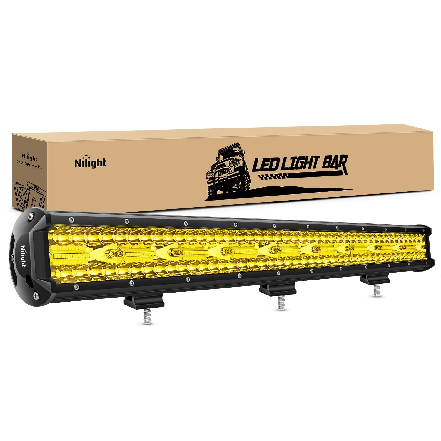 Nilight Led Light Bar 26 Inch 540W Yellow Flood Spot Combo Triple Row Driving Lamp Roof Bumper Off Road Led Work Lights Pods For