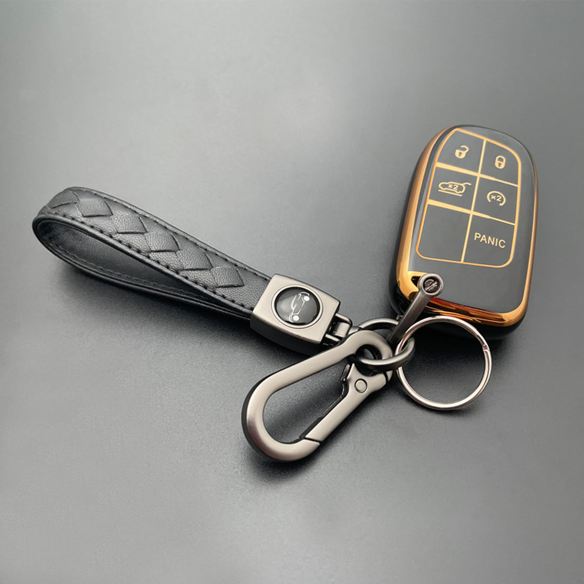 Tandrive Key Fob Cover Compatible With 2025 2024-2015 Jeep Compass Dodge Durango Cherokee Grand Cherokee Renegade Challenger Cha
