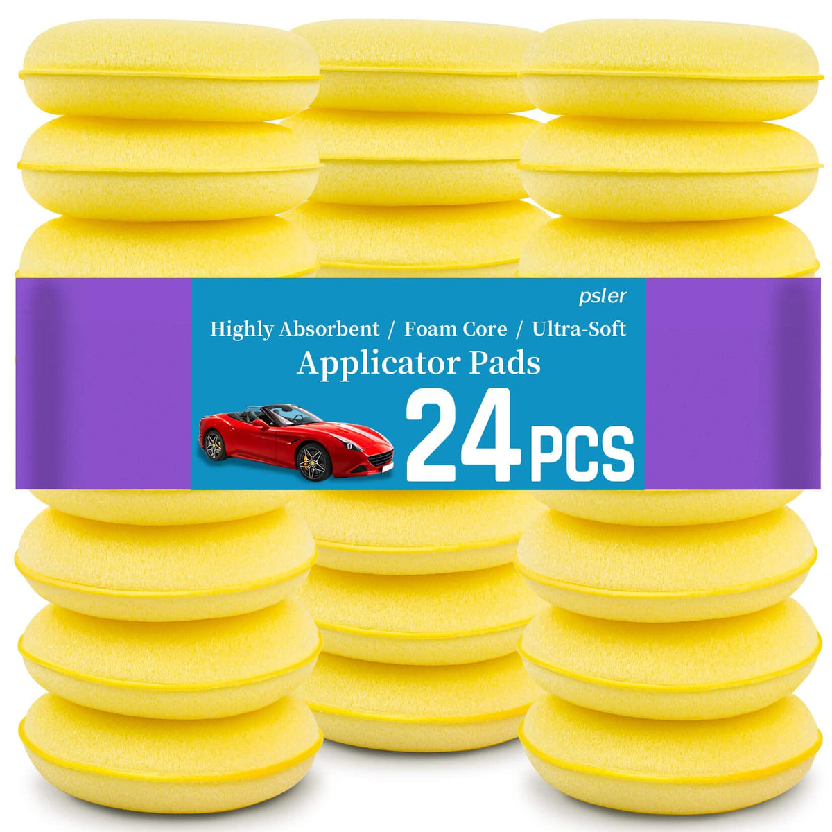 Psler Foam Car Wax Applicator Pad Foam Applicator Pads Detailing Round 4 Inch Polishing Sponges For Car Wax Applicator Pad 24 Pa