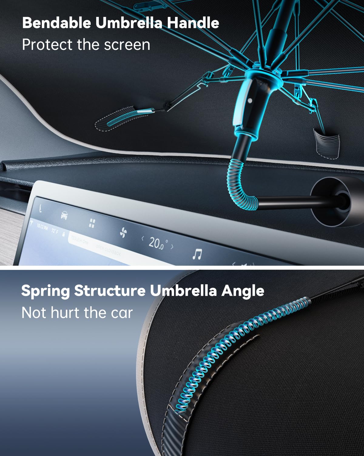 Tryspace Car Windshield Sun Shade Umbrella - [Nano-Ice-Crystal Coatings] Protect Car From Sun Rays & Heat Damage Keep Cool And P