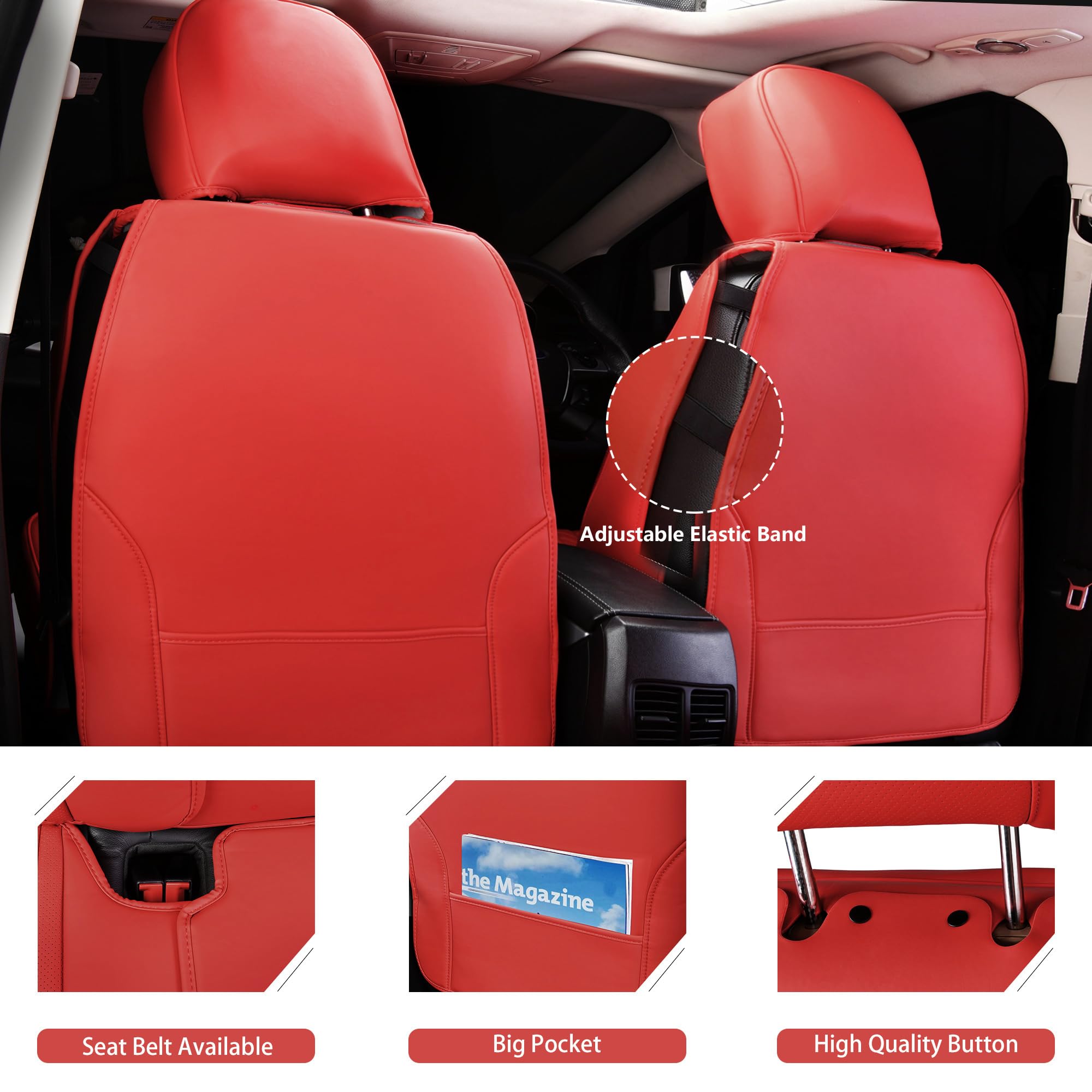 Car Pass Diamond Nappa Leather Bling Car Seat Covers Full Set Universal Cushioned, Waterproof Heavy-Duty Anti-Slip Luxury Leathe