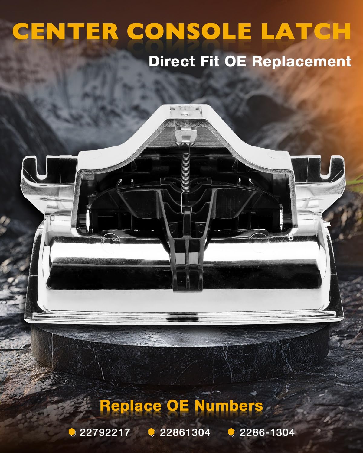 22861304 Center Console Latch, Compatible With 2014-2020 Chevy Silverado Suburban Tahoe, Gmc Yukon Sierra 1500 2500 3500, Chrome