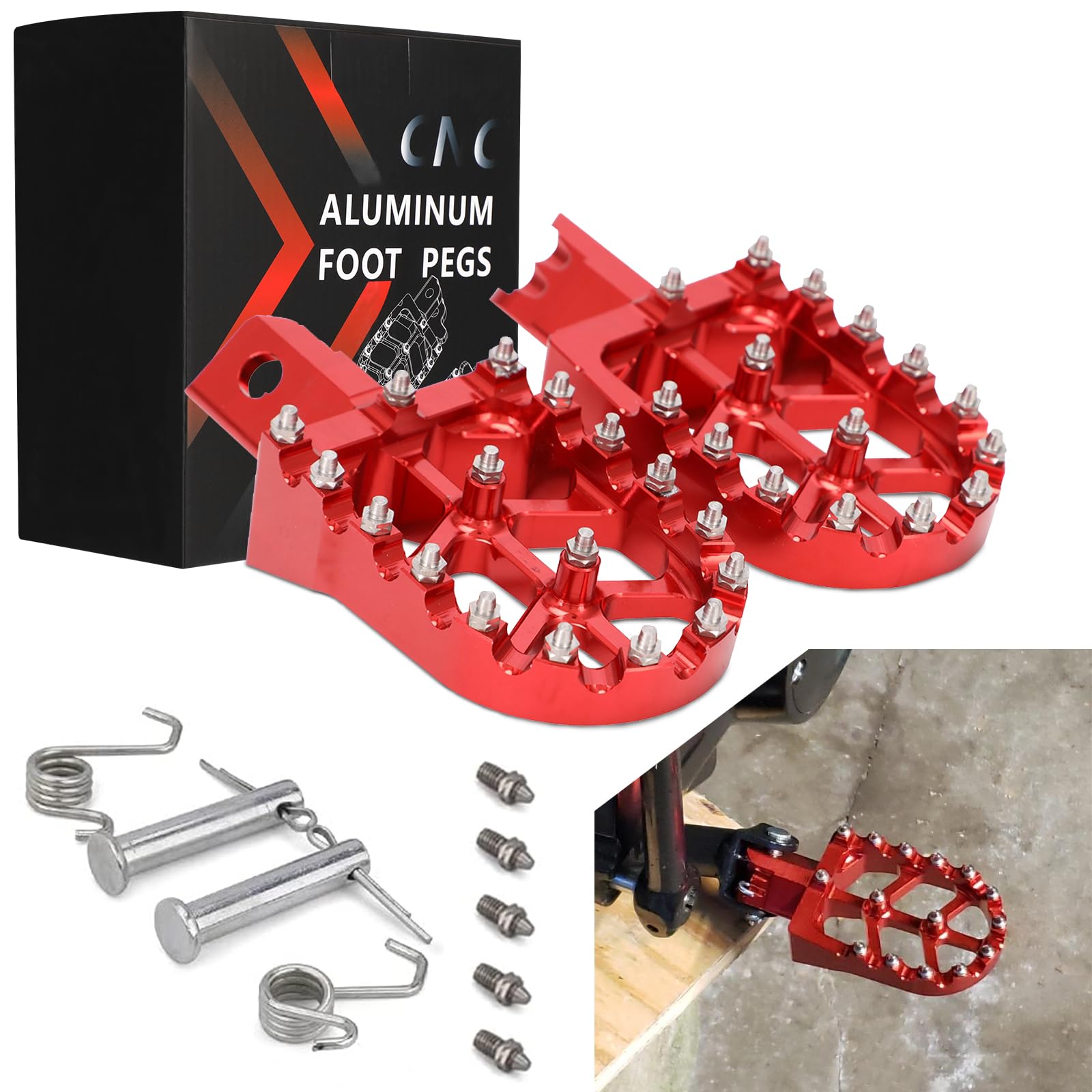 JFG RACING Dirt Bike Foot Pegs,Universal CNC Motorcycle Pit Mini Bike Pegs for CR CRF XR SSR 50 70 80 85 100 110 Tao Tao DB-X RF