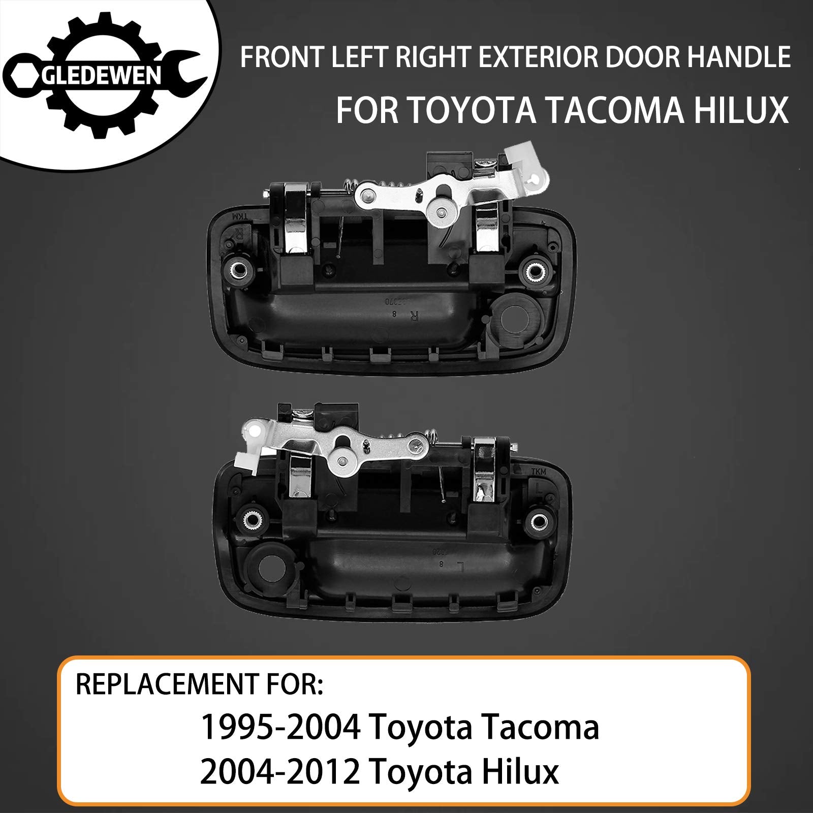Gledewen Exterior Door Handle Front Left & Right Pair with Key Hole | Replacement for 1995-2004 Toyota Tacoma, 2004-2012 Toyota