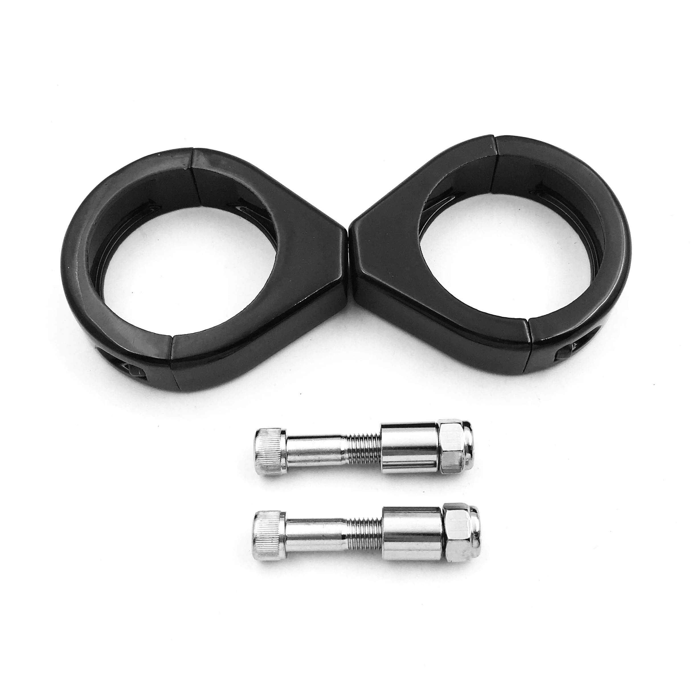 Httmt Mt299-003-Bk Black Fork Clamp Turn Signal Clamps Compatible With Harley Softail Mount Bracket 49Mm Fork Tube