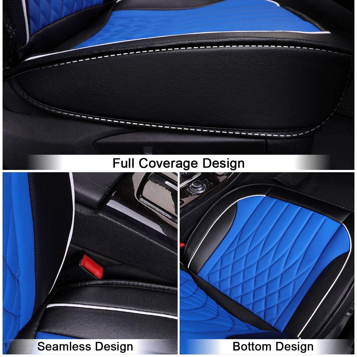 Freesoo Car Seat Cover Leather, Waterproof Seat Covers Full Set Automotive Cushion Universal Fit 5 Seats Sedan Suv Pick-Up Truck
