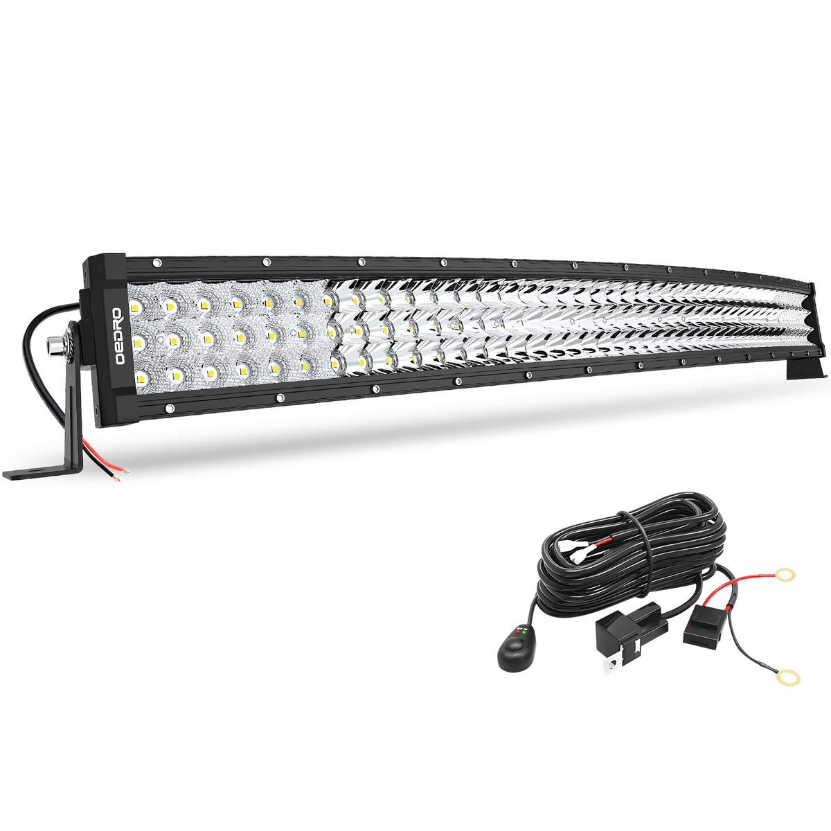 Oedro 32Inch Led Light Bar Curved 405W Triple Rows Work Light Spot Flood Combo Driving Lighting Off Road Fog Lamps With Wiring H
