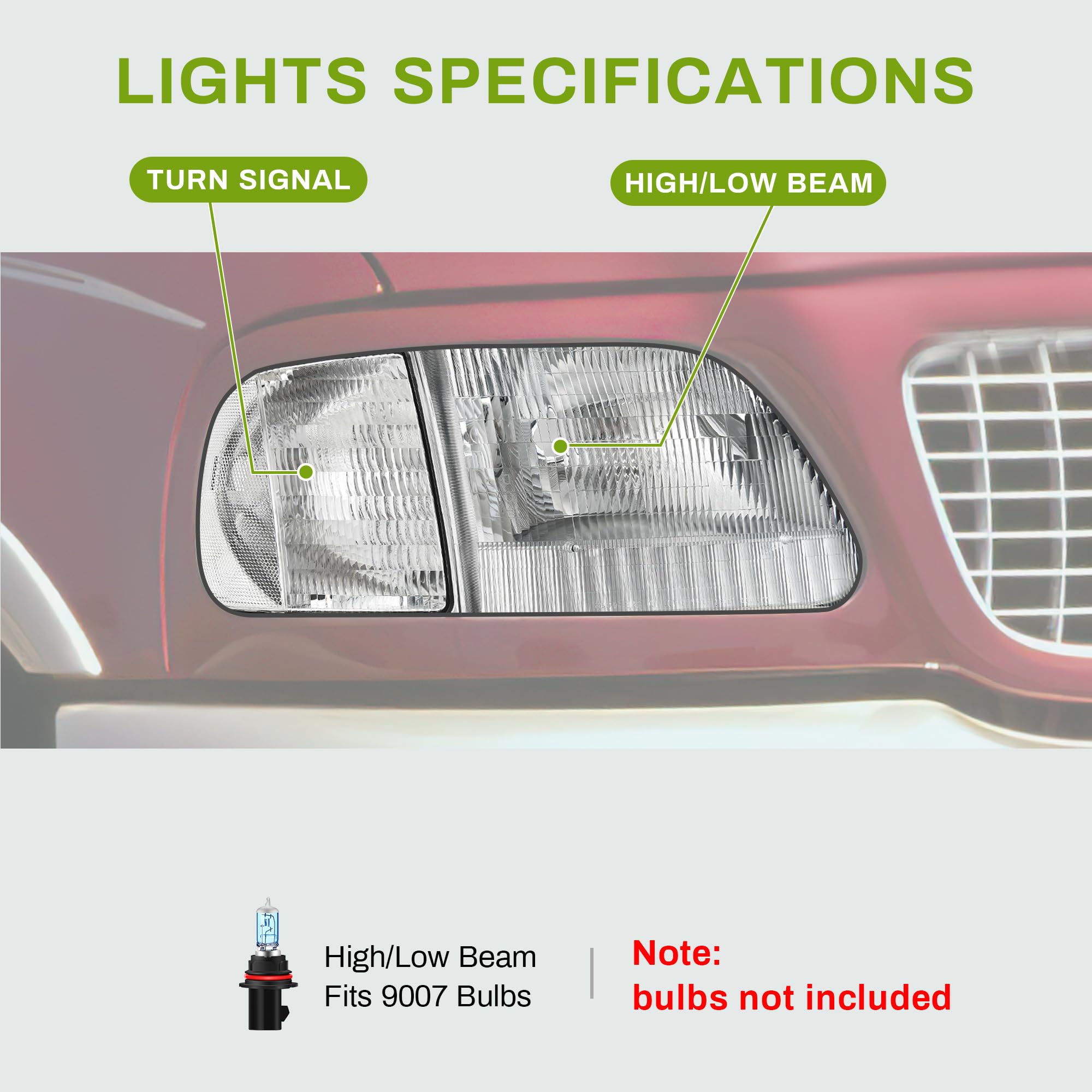 Autosaver88 Headlight Assembly Compatible With 97-03 Ford F-150/97-02 Ford Expedition Pickup Headlamp Replacement Chrome Housing Clear Lens