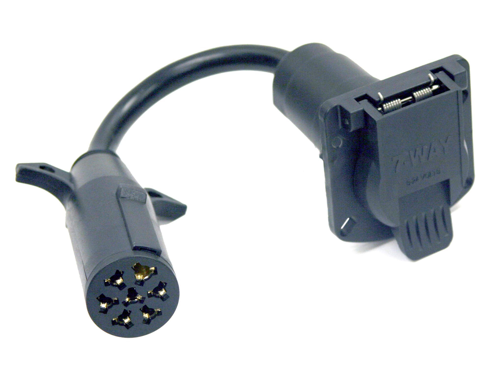 Buyers Products 7-Way Round to 7-Way Flat Trailer Connector Adapter - Prewired 3 Inch Connection