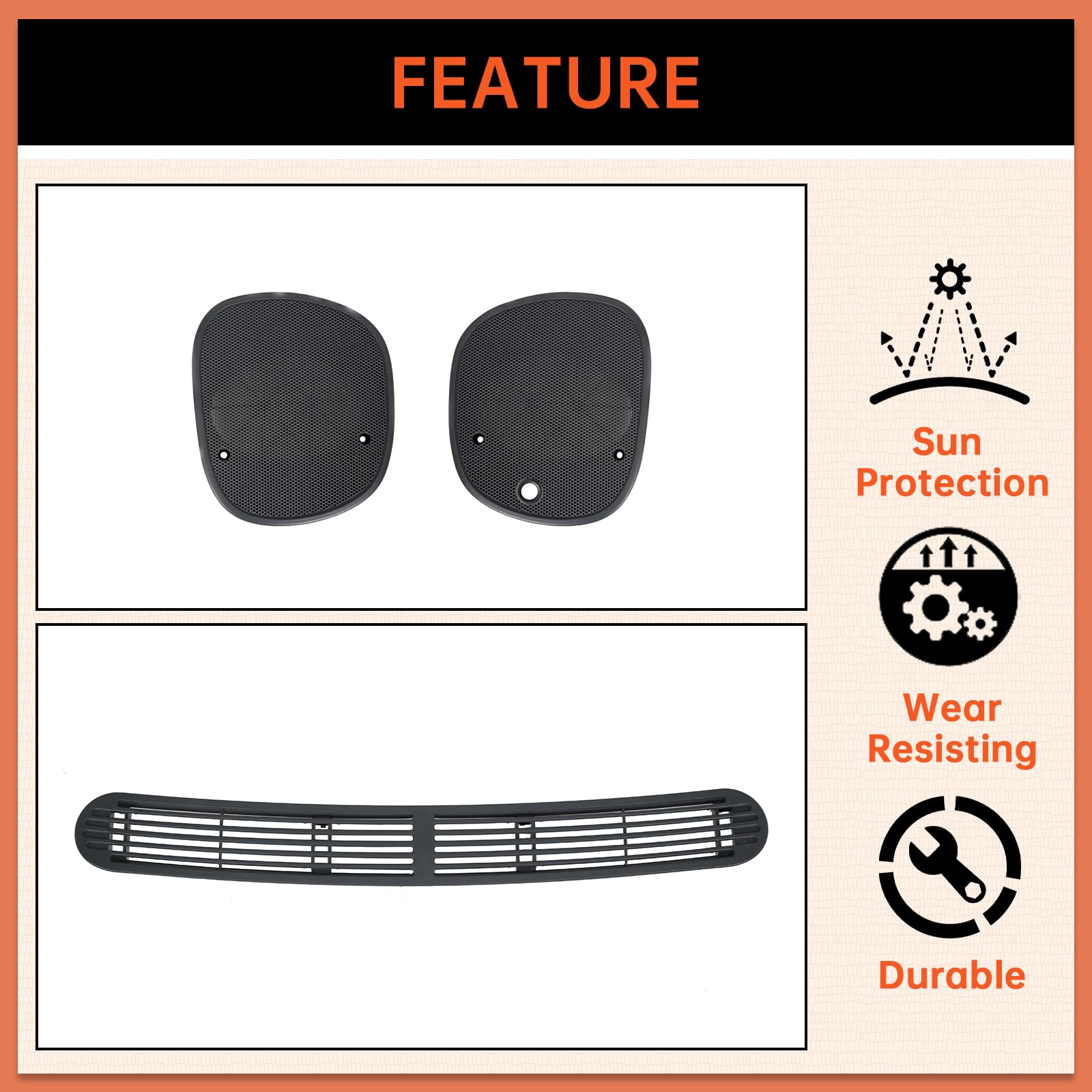 Ecotric Dash Defrost Vent Cover& Speaker Grill Set Compatible With 1998-2005 Chevy Chevrolet S10 Gmc Jimmy Sonoma Oldsmobile Bra