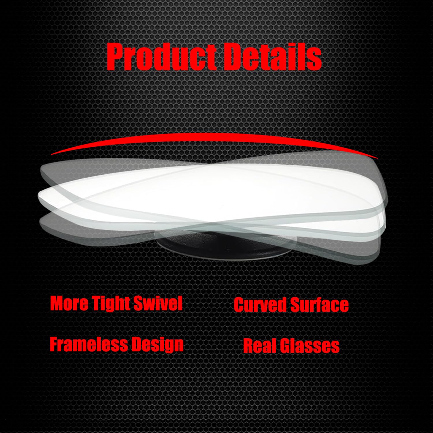 Ampper Large Rear View Blind Spot Mirror, Frameless Hd Glass Convex Wide Angle Stick On Wing Blindspot Mirror Rearview Car Mirro