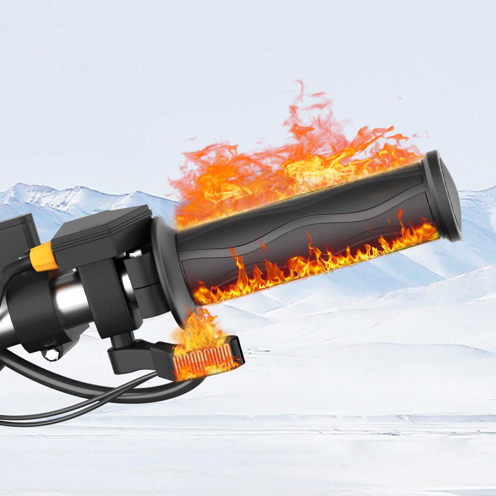 OXWIND Heated Grip with Thumb Warmer Kit, Heated ATV Grips, 12V 7/8 Electric Heating Motorcycle Hand Warmer, 5 +1 Heat Settings,