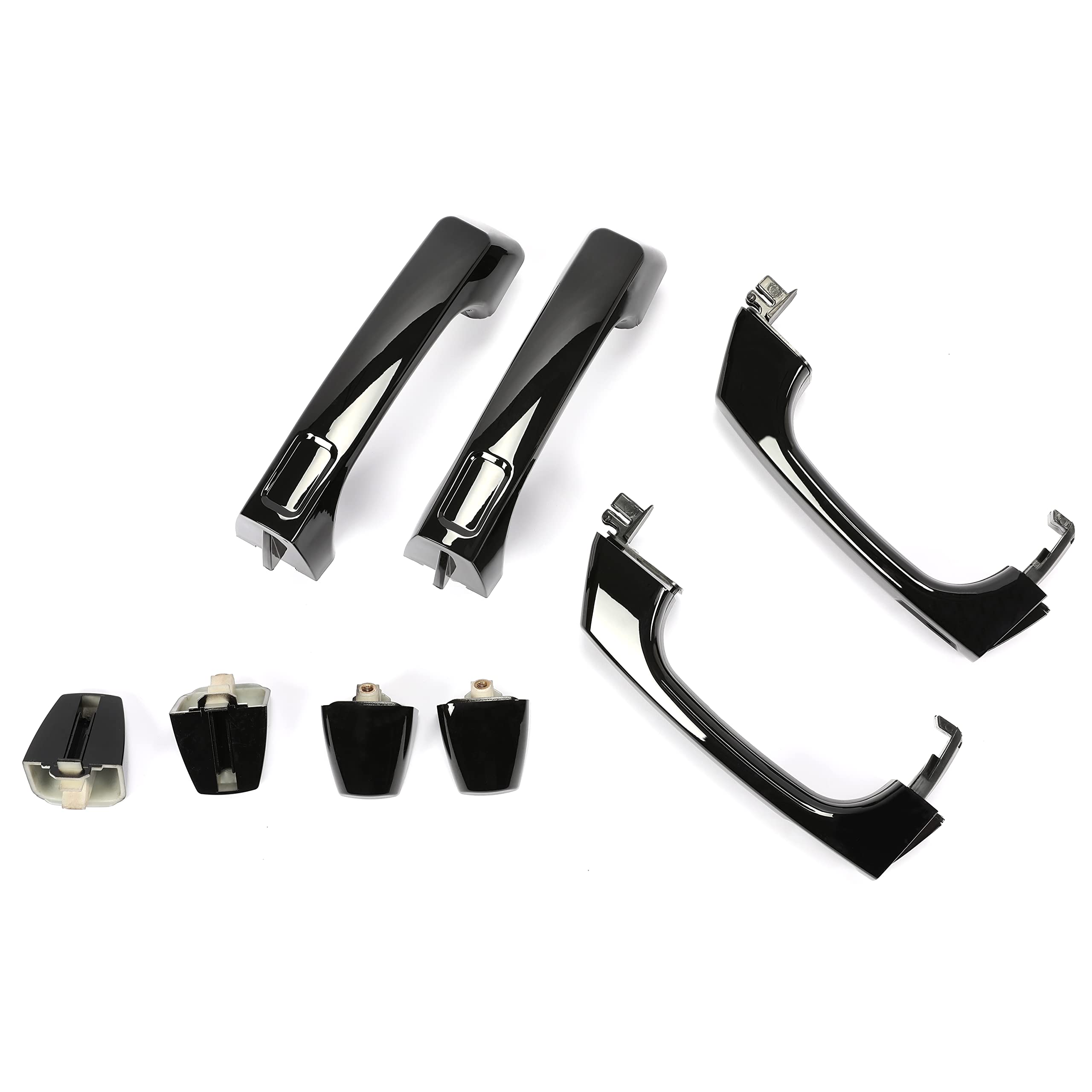 ECOTRIC Exterior Door Handle Compatible with 2006-2010 Hummer H3 & 2008-2010 H3 Alpha & 2007-2009 H3 X & 2009-2010 H3T W/Cap Replacement Part Number 25832250 Set of 4 Front & Rear