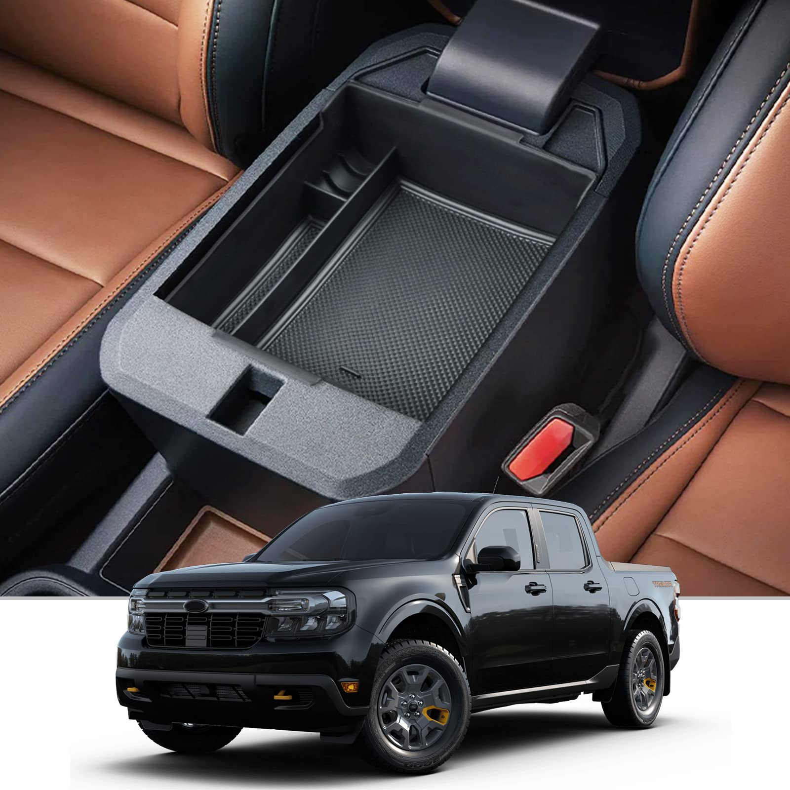 Cdefg Maverick Center Console Organizer For 2022 2023 2024 2025 Maverick Truck Central Console Armrest Tray Storage Box Insert Tray Coin Container Para 2022-2025 Maverick Pickup Truck Accessories
