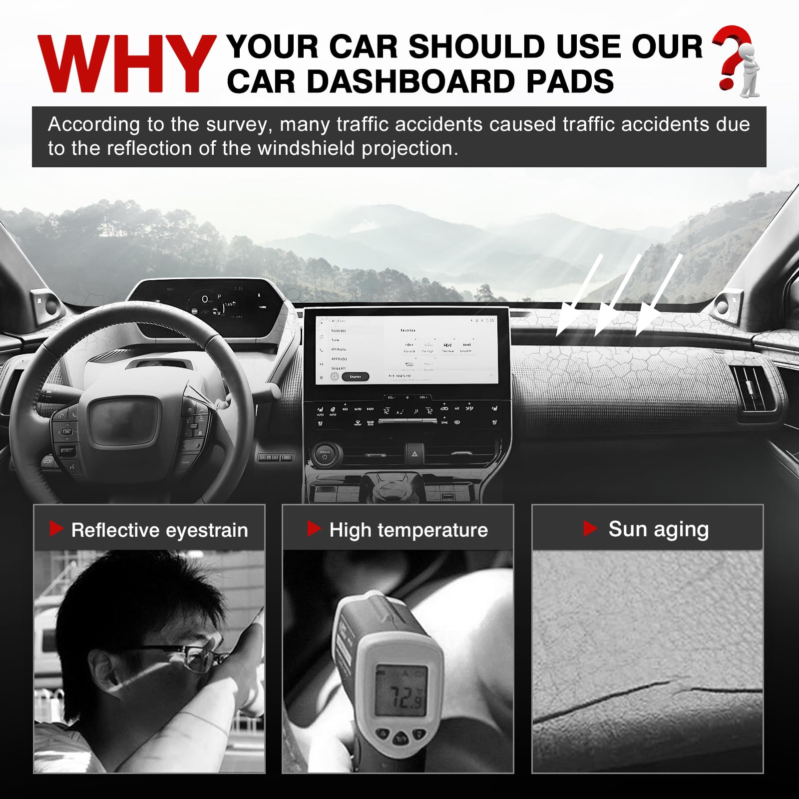 Autorder Dashboard Cover Mat For Toyota Bz4X /Subaru Solterra 2023 2024 2025 Accessories Dash Cover Upgrade Velvet Dash Mat Suns