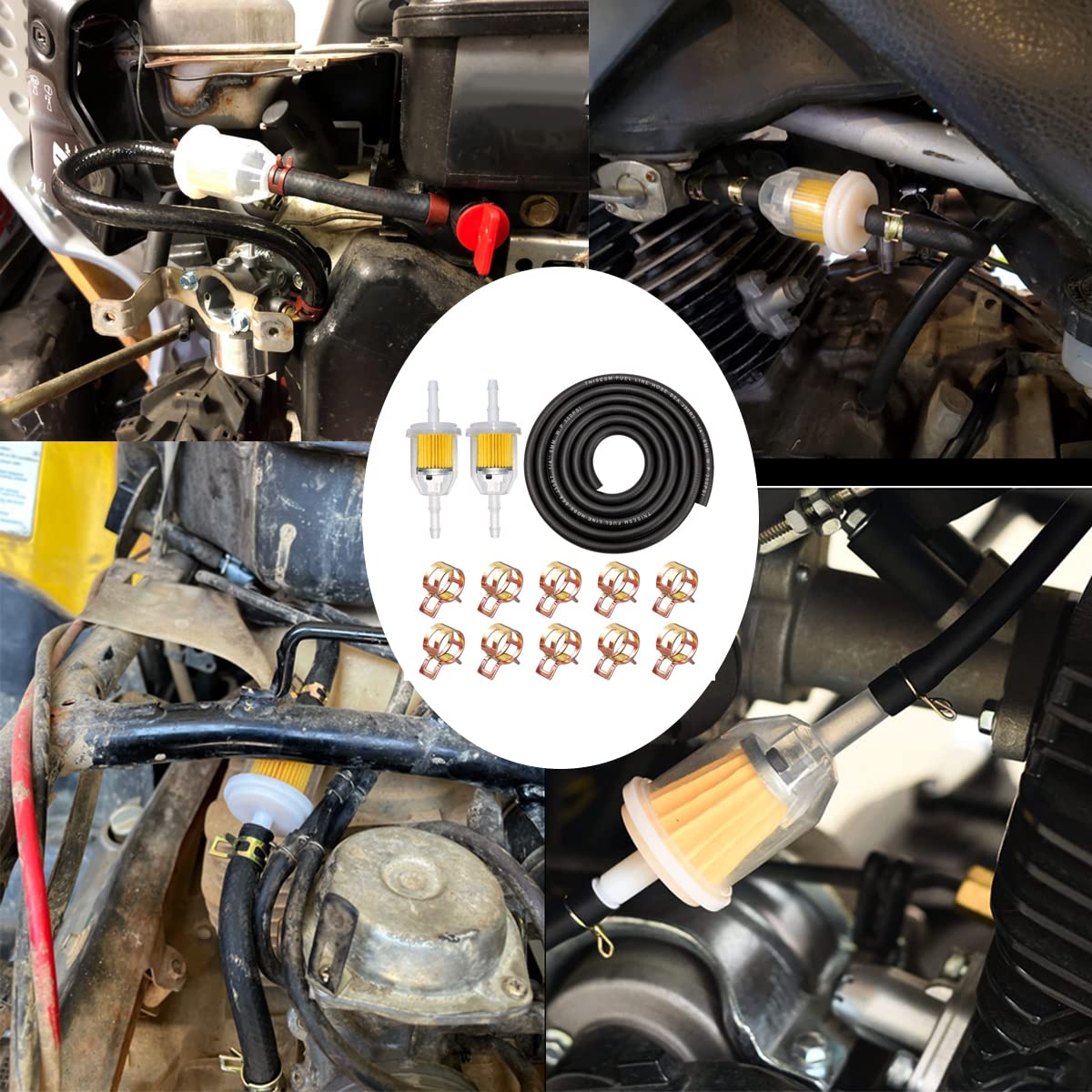 Tnisesm 5/16''(8Mm) Inch Id Fuel Line Set, 2 Meter / 6-Foot 5/16 Fuel Line + 2Pcs 1/4 Inch X 5/16 Inch Gas Inline Fuel Filters W