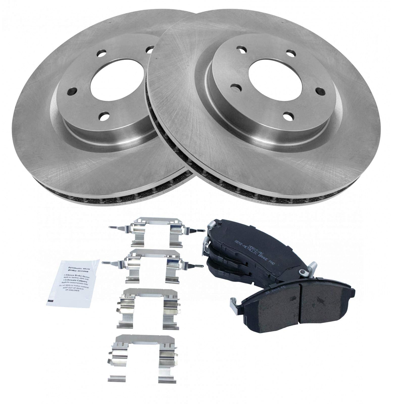 Trq Front Brake Pad & Rotor Kit Brake Pads Brake Rotor Semi-Metallic Compatible With 2007-2012 Nissan Sentra