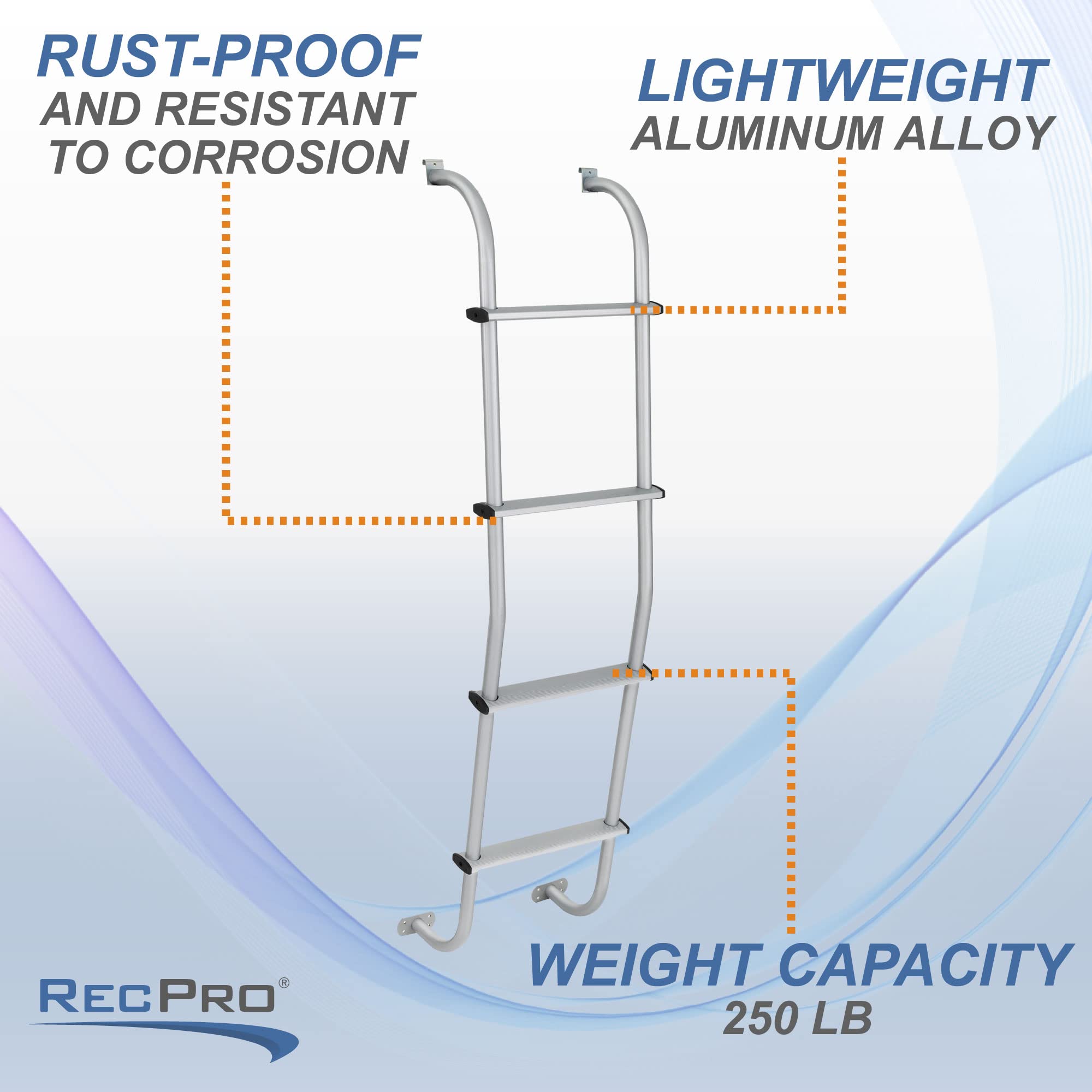 RecPro Universal Van Ladder 52 | 250lb Weight Capacity | Made in USA | Silver