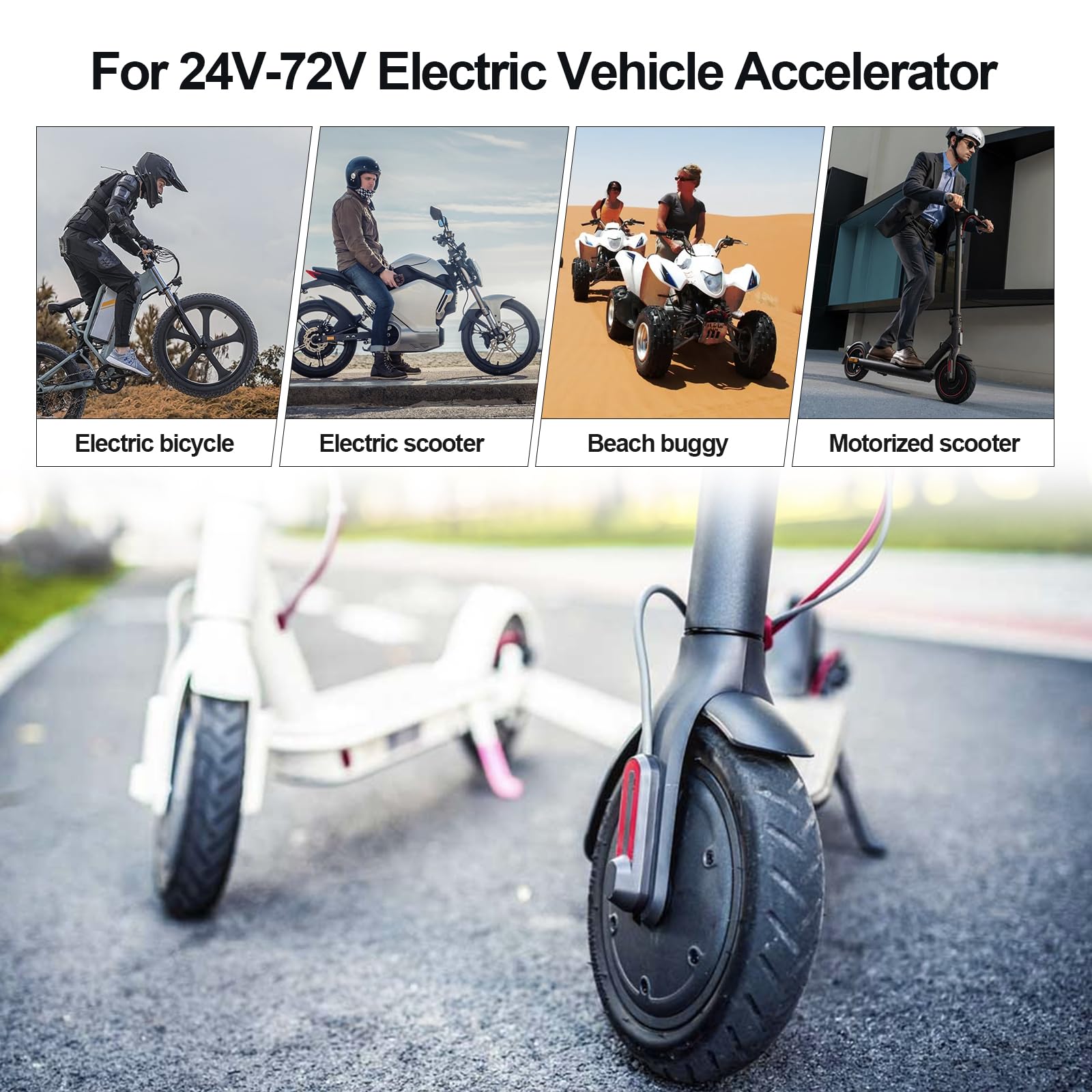 HUSETOO Electric Throttle 300X Thumb Throttle for 7/8inch 22mm Left and Right Handlebars 12v 24v 36v 48v 60v 72v Electric E-Bike