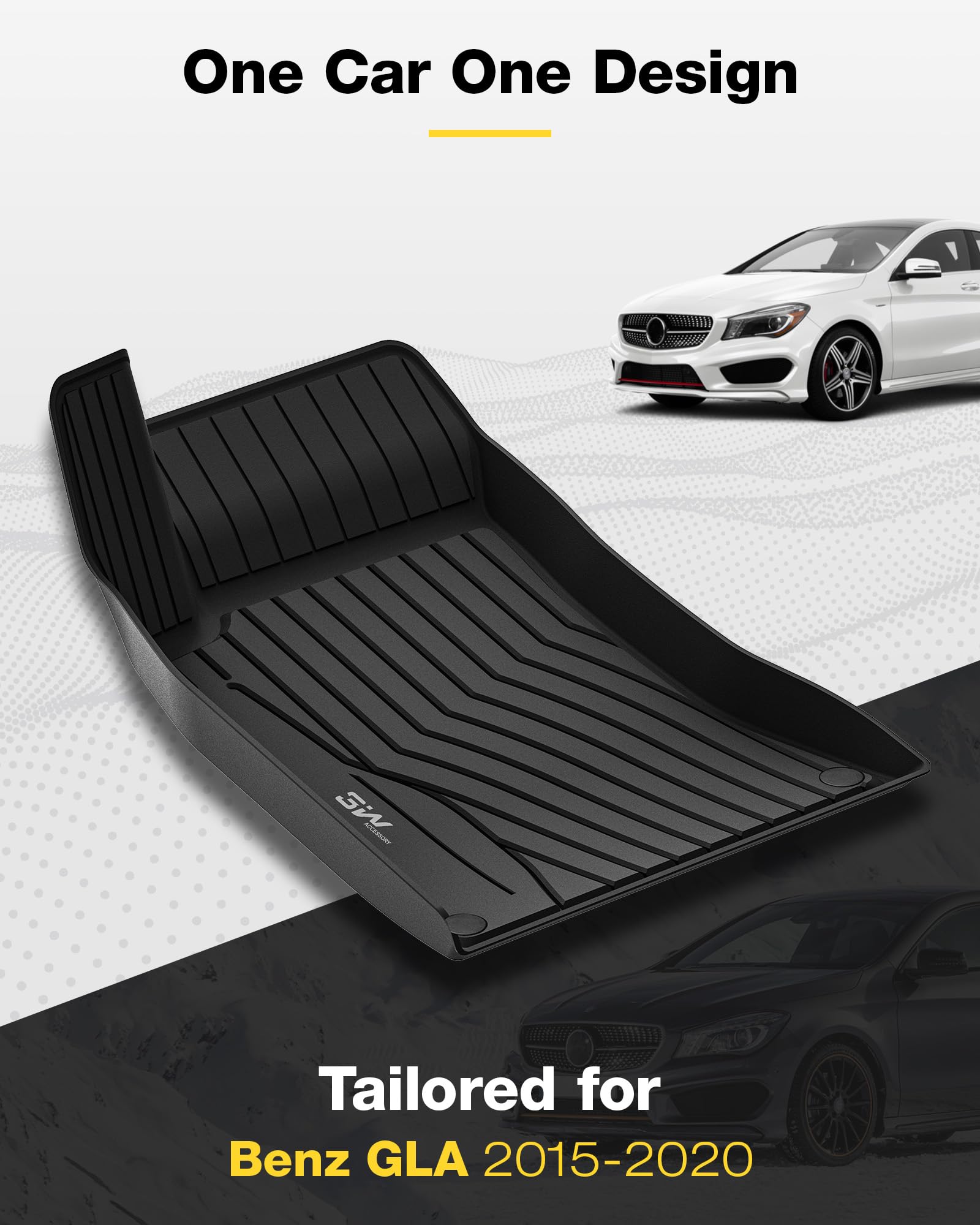 3W Floor Mats Compatible For Benz Gla 2015-2020 Custom Fit Tpe All Weather Floor Liner For Benz Gla 1St&2Nd Row Full Set Car Lin