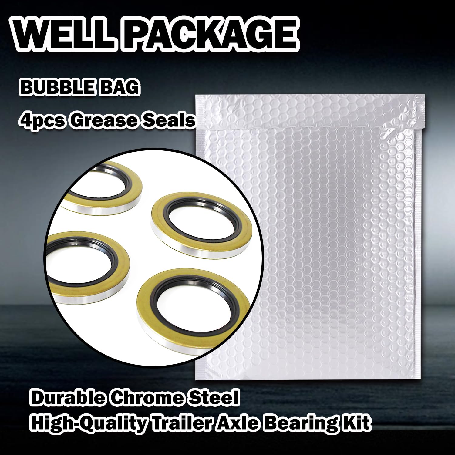 JADODE 4 Pack Double Lip Grease Seals 2.250''I.D x 3.376''O.D Replacement 010-036-00 (10-36) or 22333TB Spindle #42 Fits 5200-70