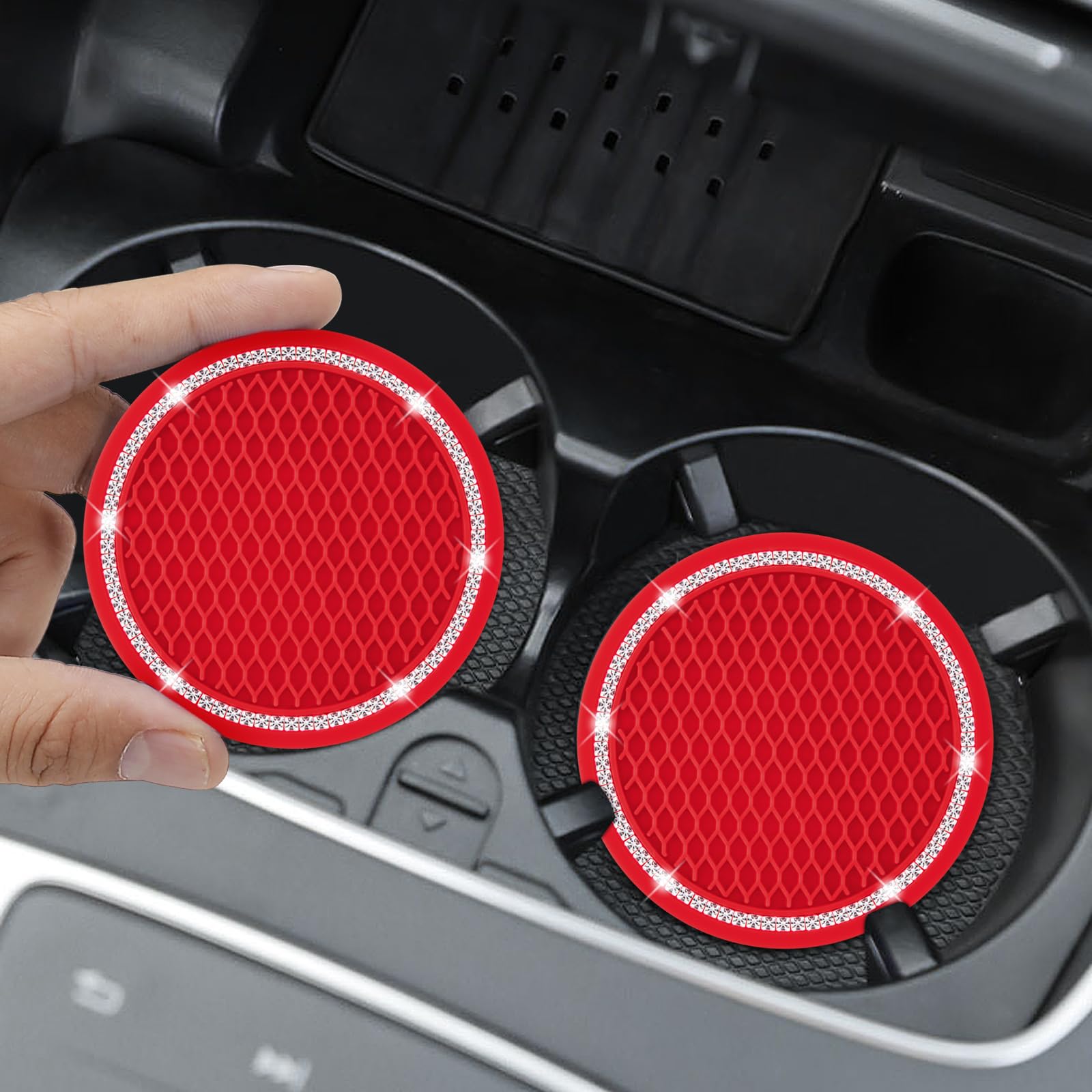 Cocases Car Coasters, 4 Pack Vehicle Bling Car Coaster, Universal Rhinestone Coaster For Cup Holders, Car Interior Accessories S