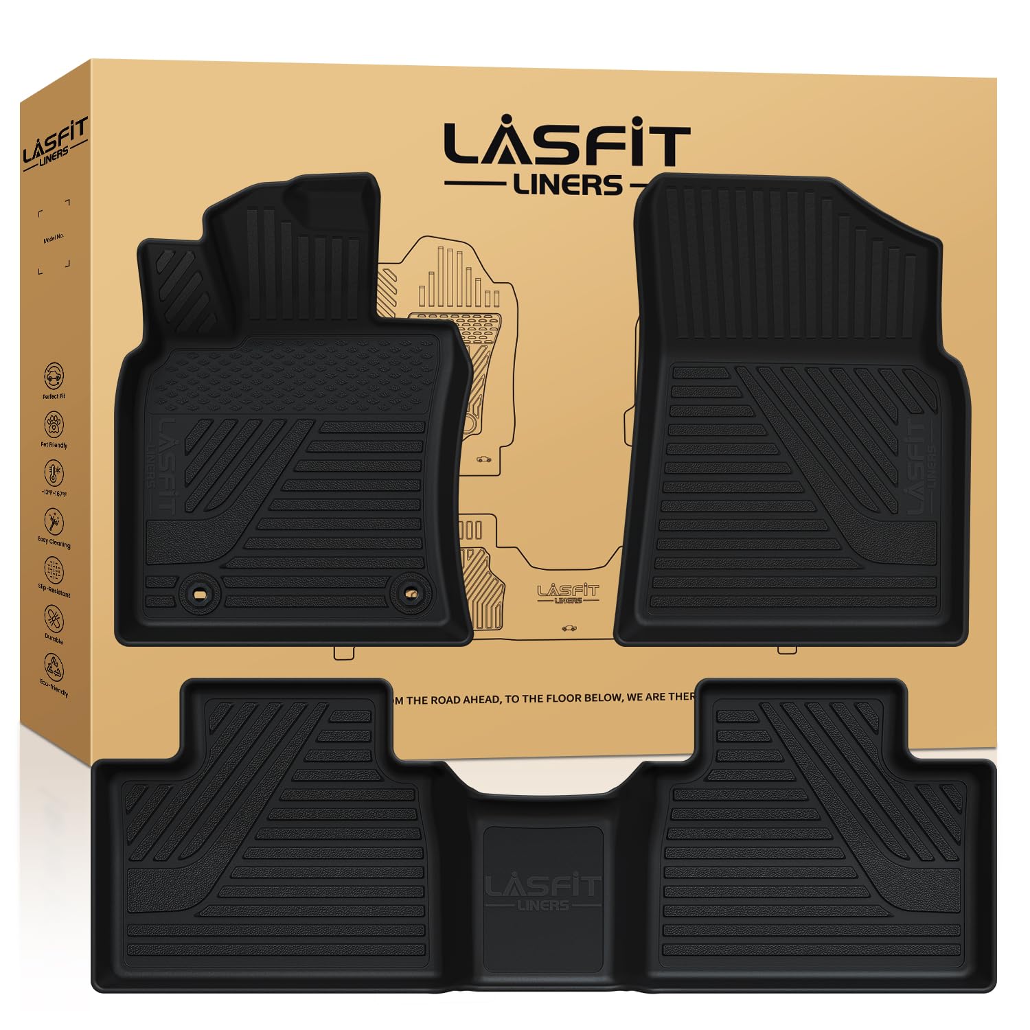 Lasfit Floor Mats For Toyota Camry 2025 Hybrid/Le/Se/Xse/Xle, All Weather Custom Fit Tpe Floor Liner For Camry 2025 Front & Rear