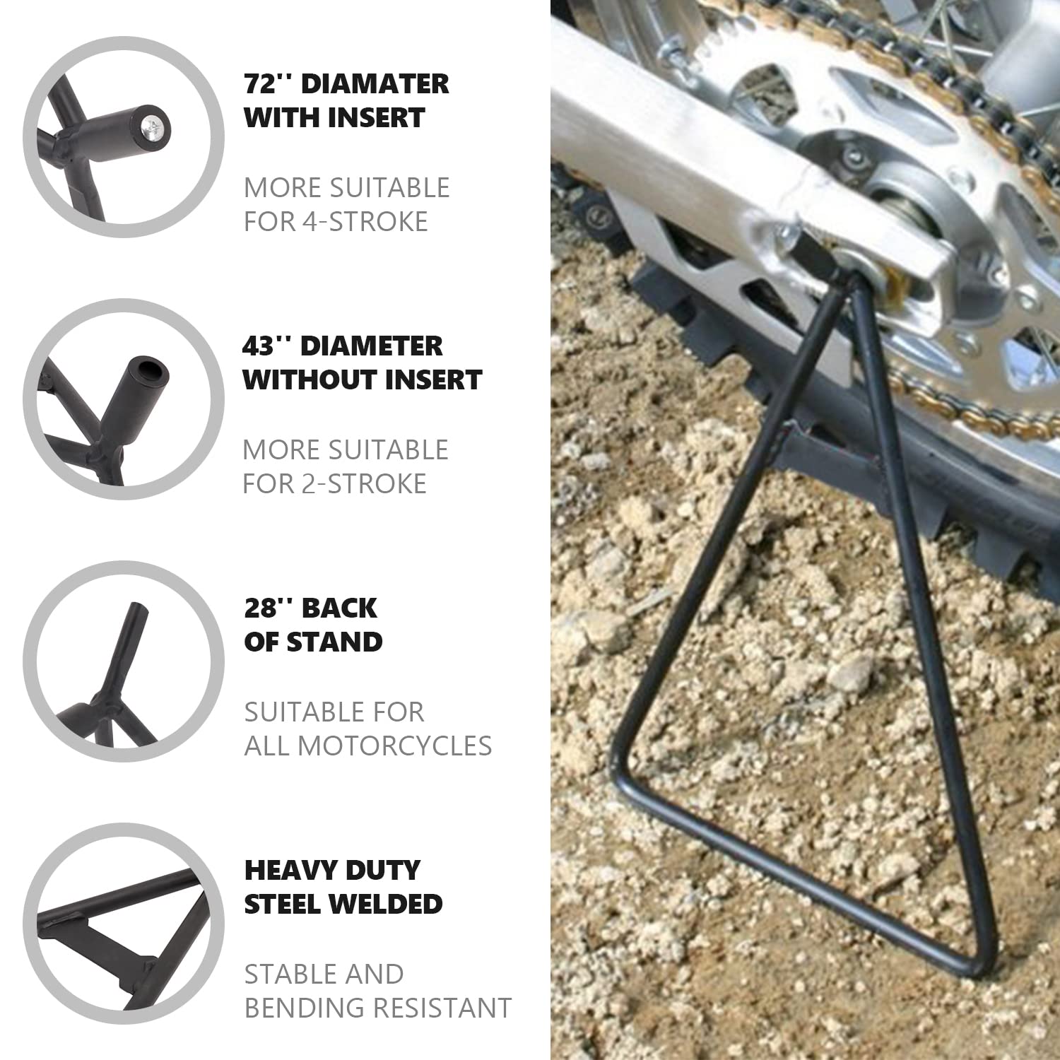 Anxin Motorcycle Triangle Stand Dirt Bike Stand Kickstand Universal For 80-500Cc Supermoto Motocross Enduro Pit Bike - Black
