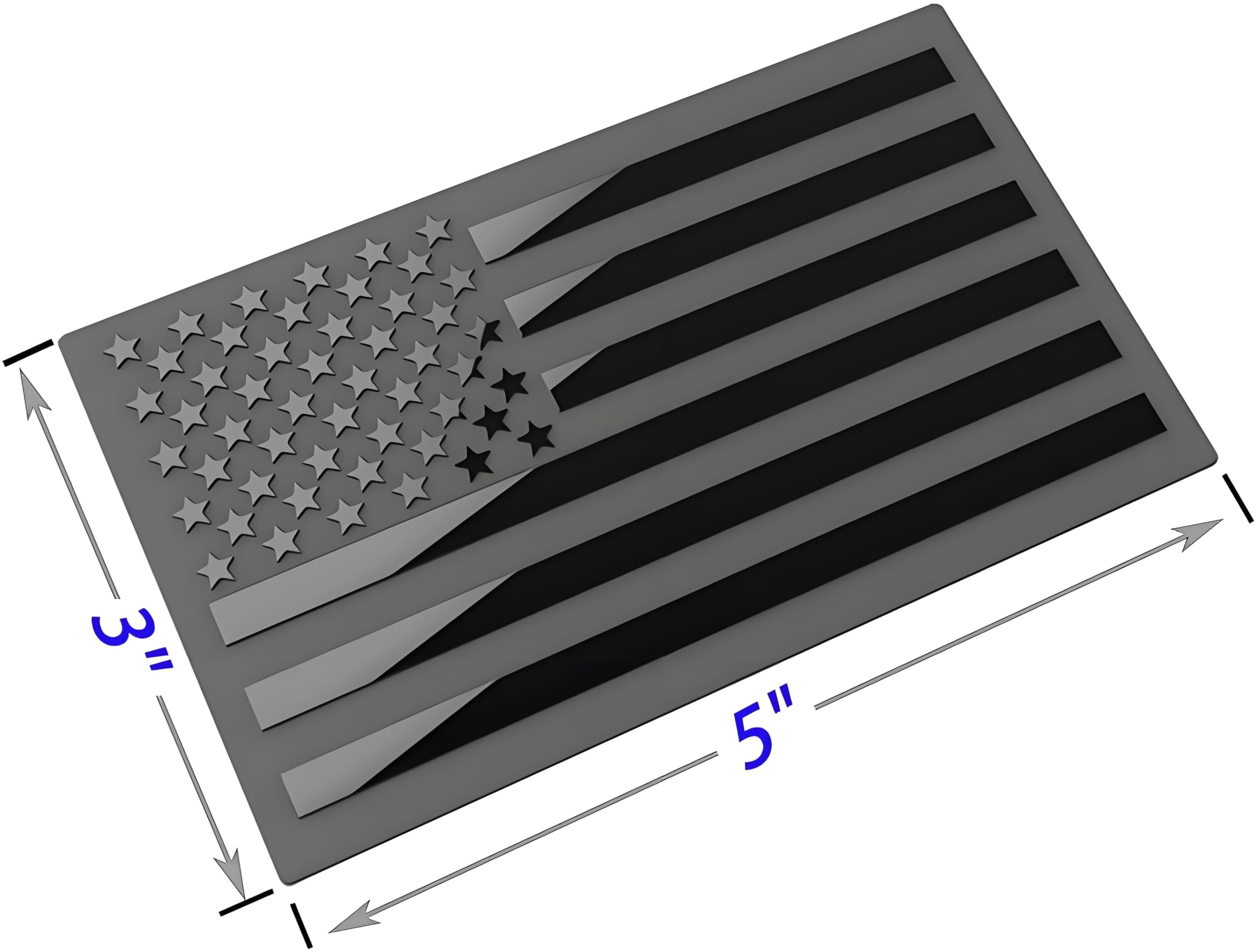 Metal American Flag Emblem Decal,Black American Flag Decal,For Car, Truck Or Suv,5''X3''(1 Pair) (Black)